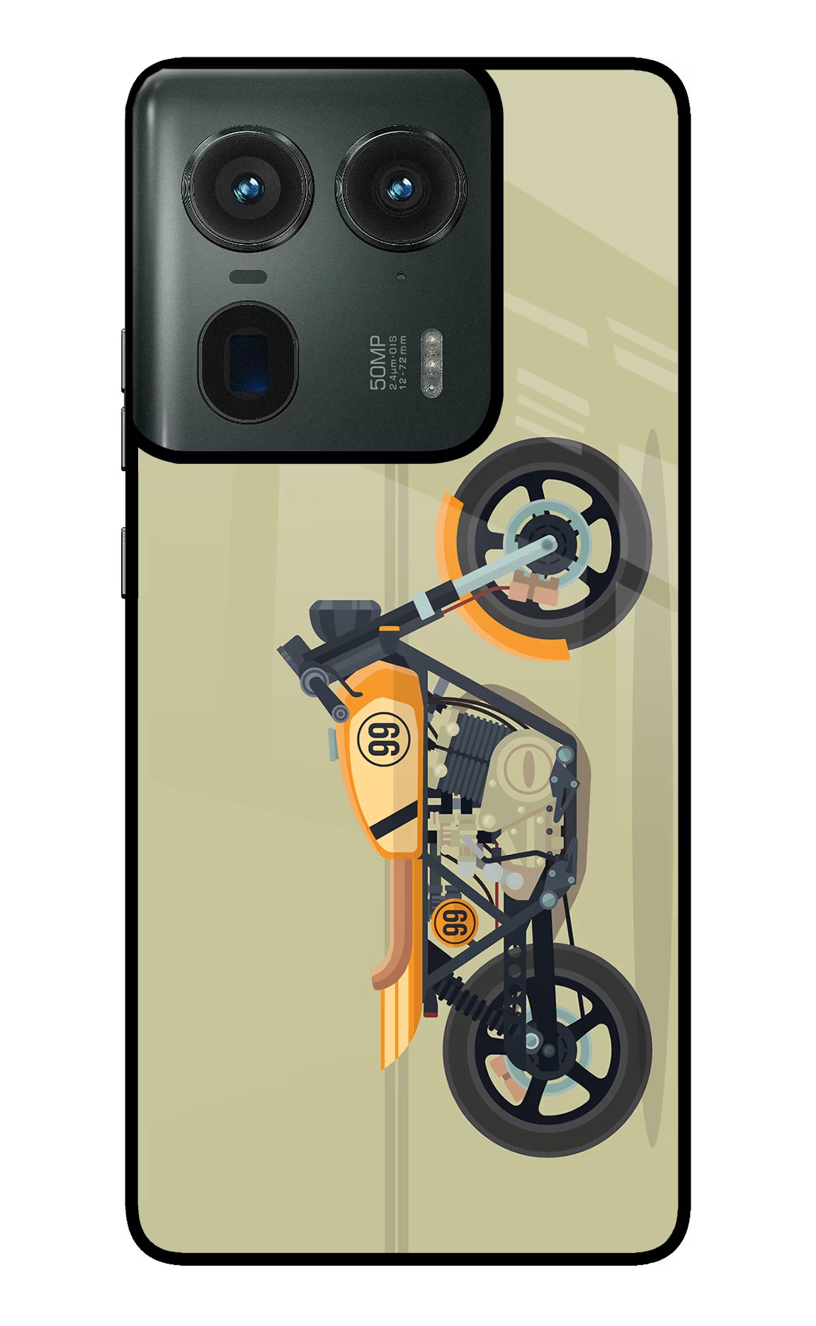 Vertical Speedster Moto Edge 50 Ultra 5G Glass Case Back Cover by Casekaro