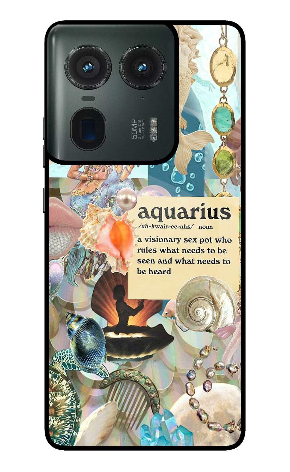 Aquarius Zodiac Moto Edge 50 Ultra 5G Glass Case Back Cover by Casekaro