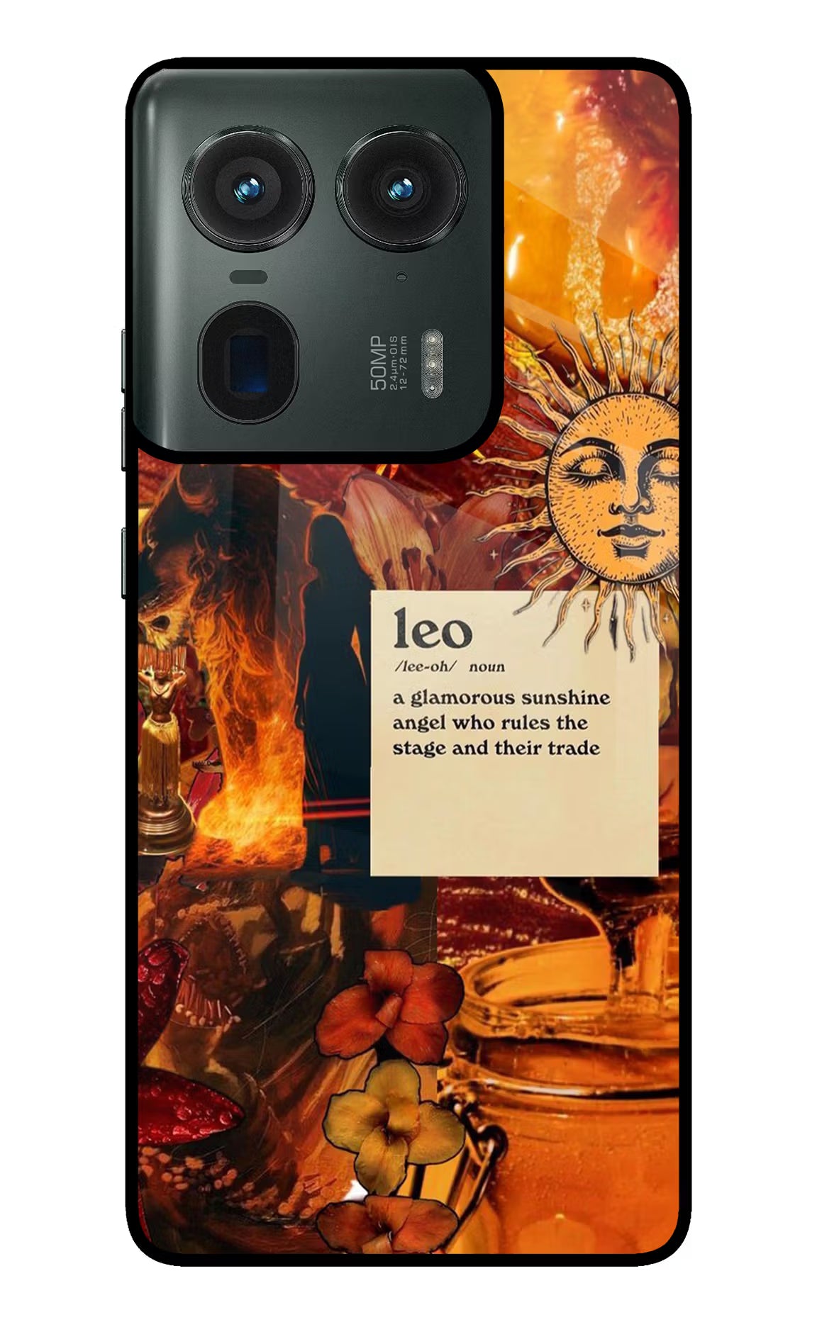 Leo Zodiac Moto Edge 50 Ultra 5G Glass Case Back Cover by Casekaro