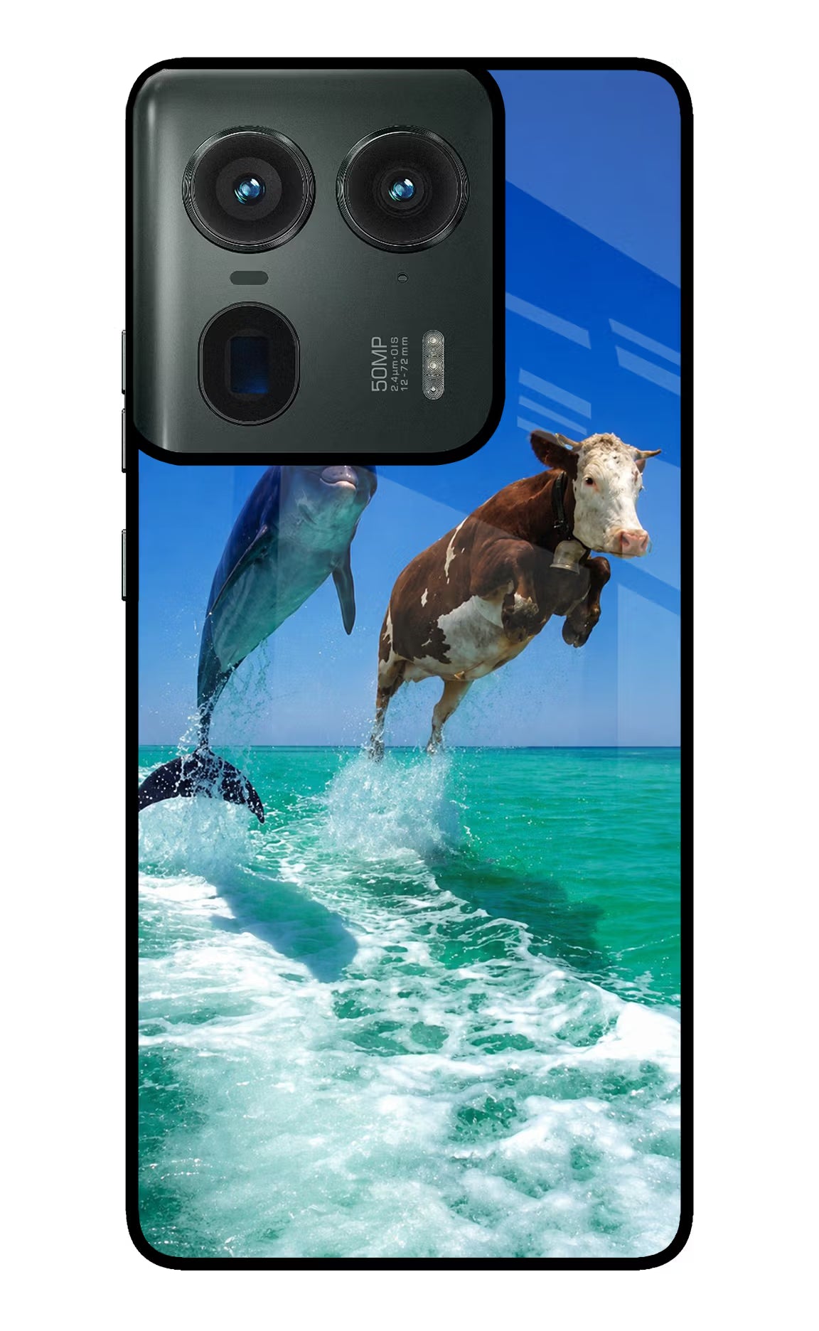 Dolphin vs Cow Moto Edge 50 Ultra 5G Glass Case