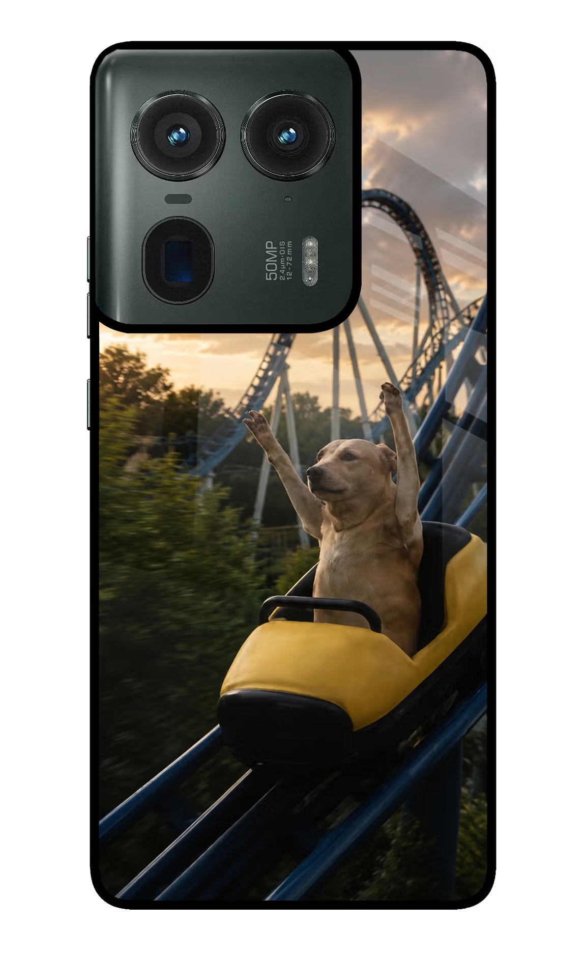Rollercoaster Dog Moto Edge 50 Ultra 5G Glass Case
