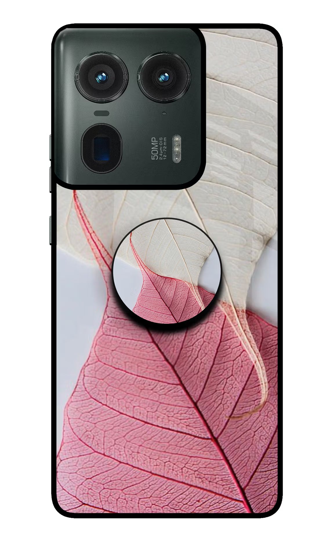 White Pink Leaf Moto Edge 50 Ultra 5G Pop Case by Casekaro