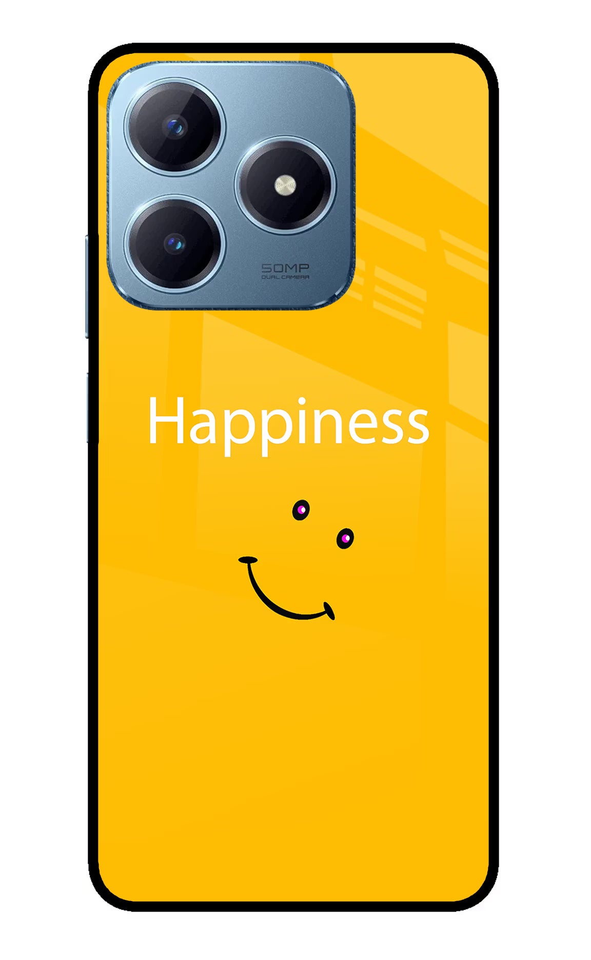 Happiness With Smiley Realme Narzo N63 Glass Case Back Cover by Casekaro