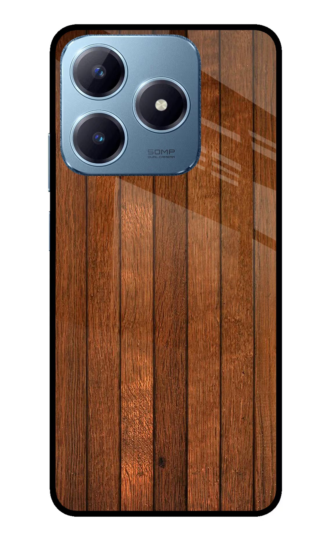 Wooden Artwork Bands Realme Narzo N63 Glass Case