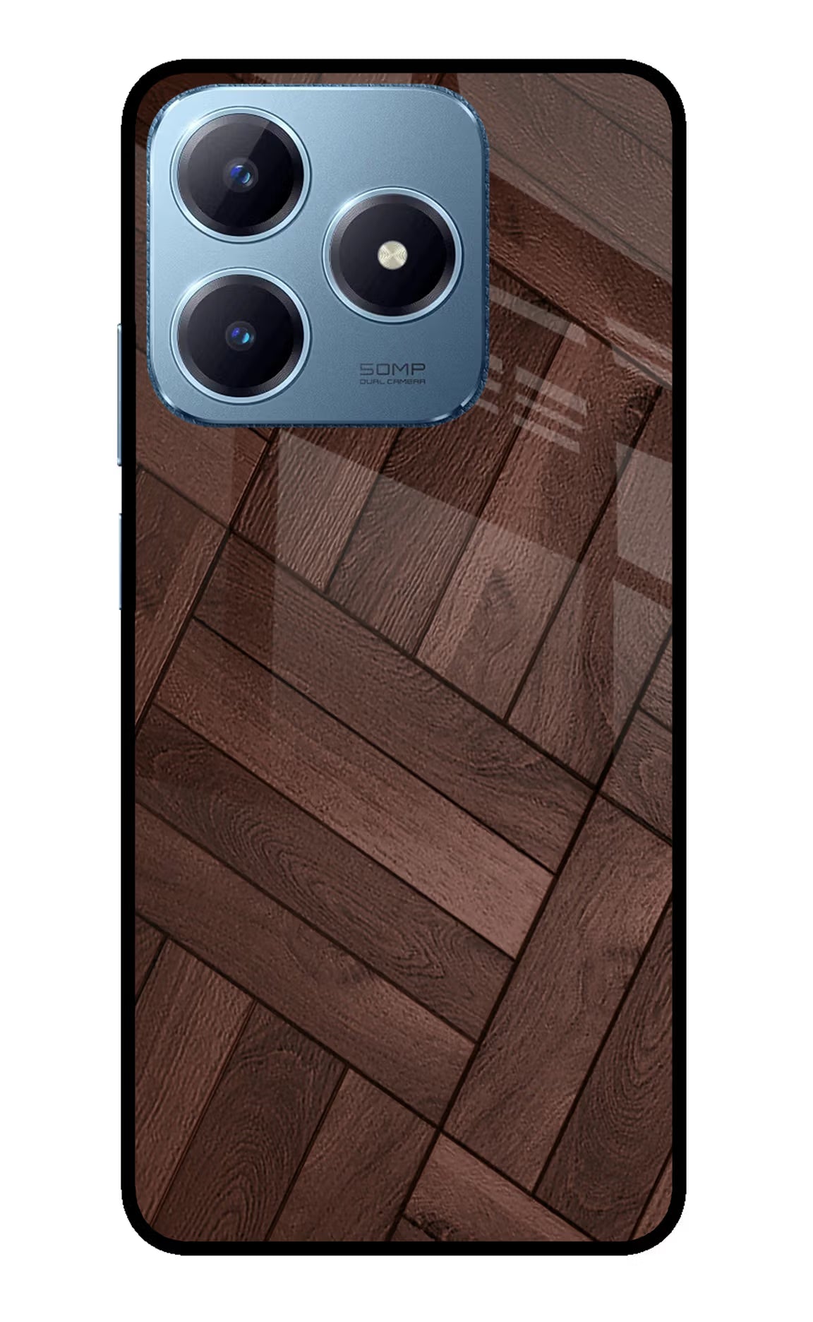 Wooden Texture Design Realme Narzo N63 Glass Case Back Cover by Casekaro