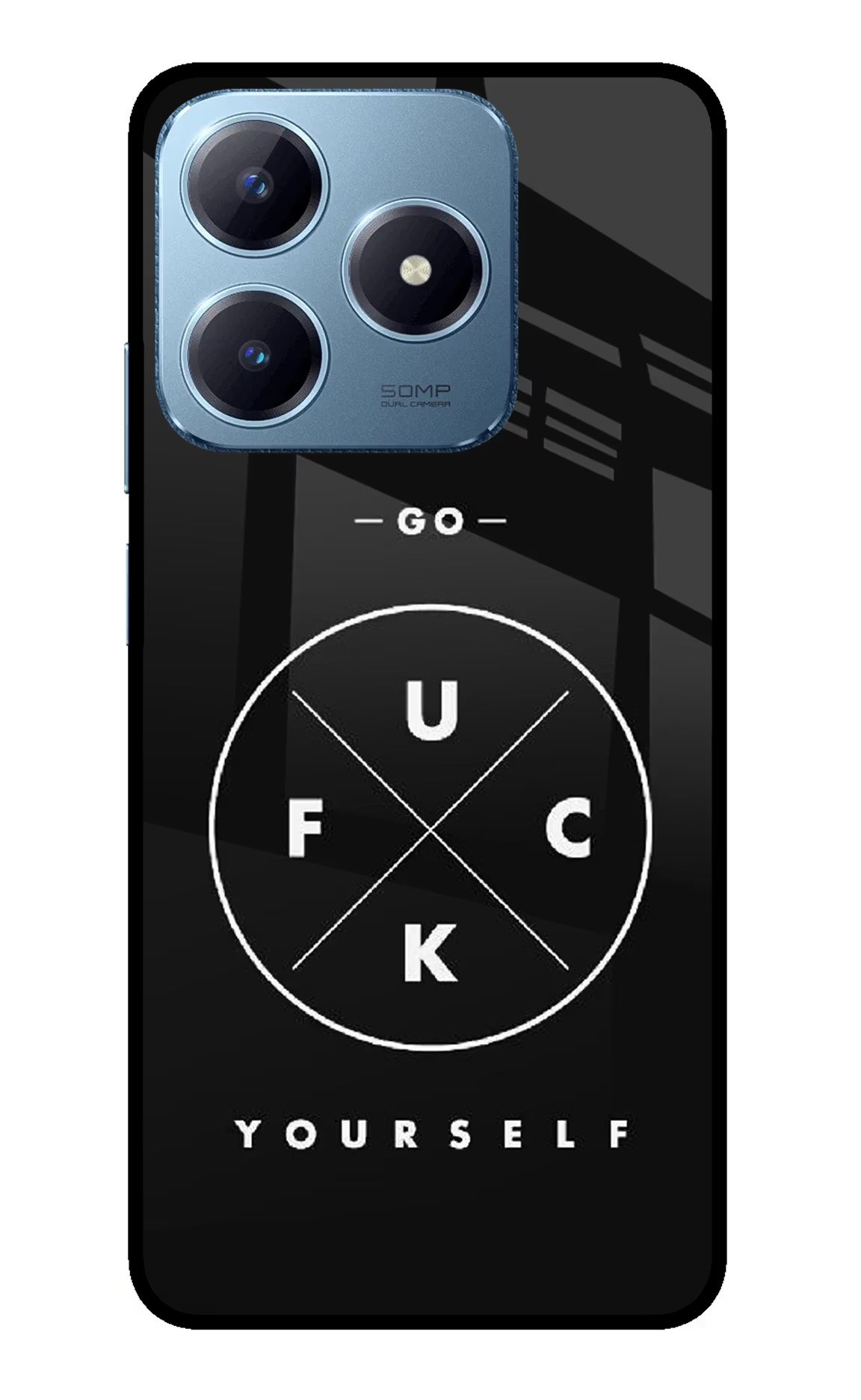 Go Fuck Yourself Realme Narzo N63 Glass Case Back Cover by Casekaro