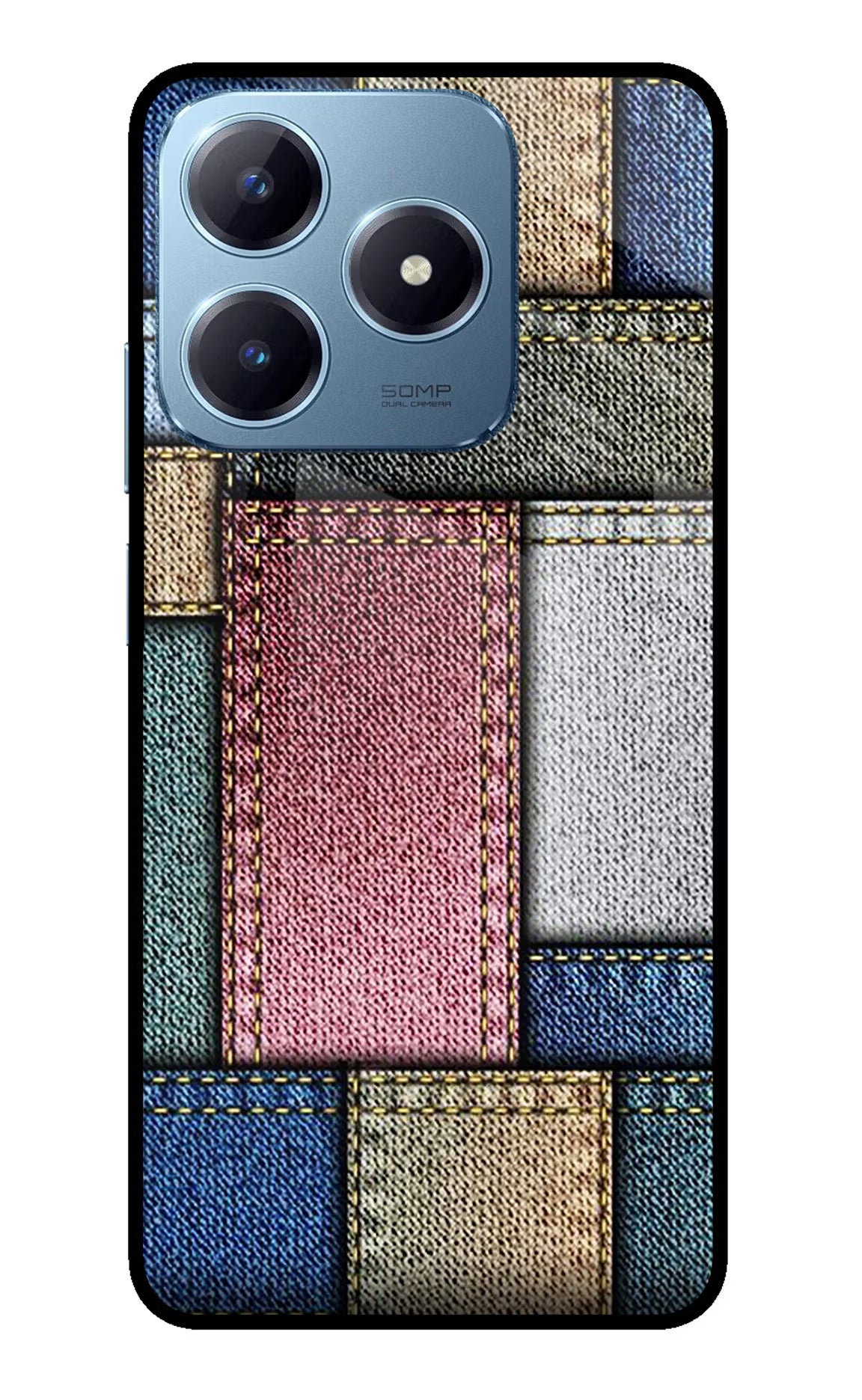 Multicolor Jeans Realme Narzo N63 Glass Case Back Cover by Casekaro