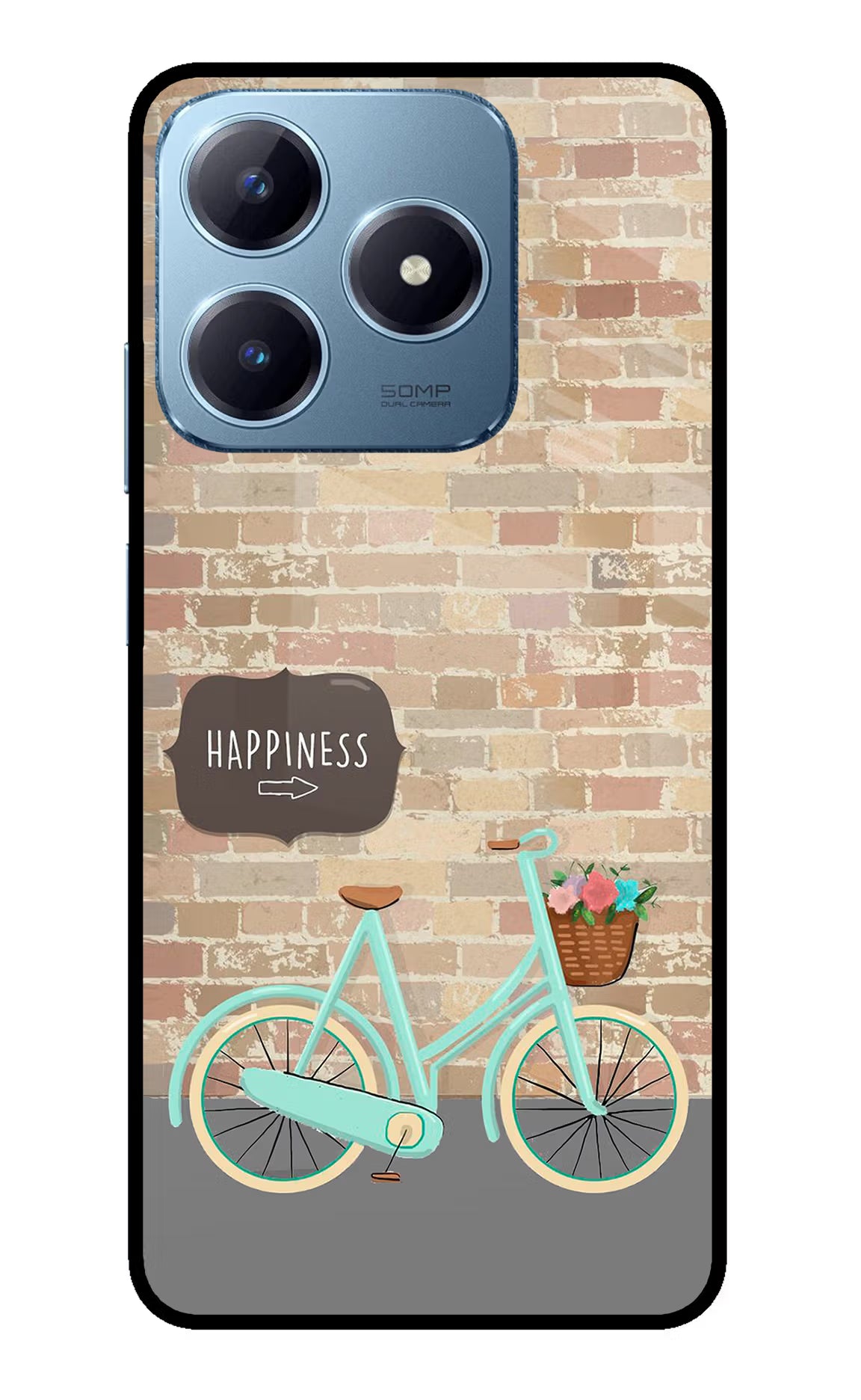 Happiness Artwork Realme Narzo N63 Glass Case Back Cover by Casekaro