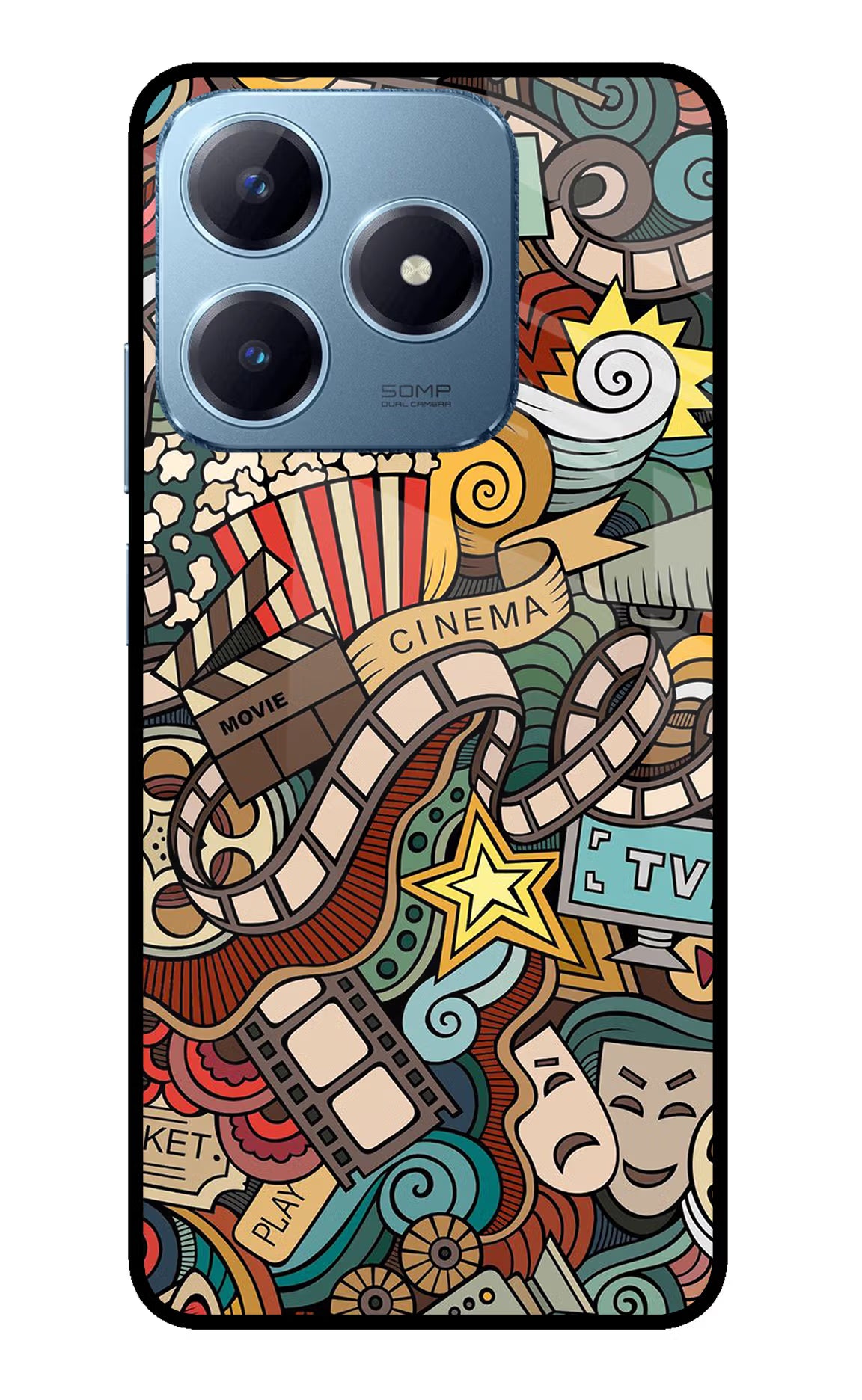 Cinema Abstract Realme Narzo N63 Glass Case Back Cover by Casekaro