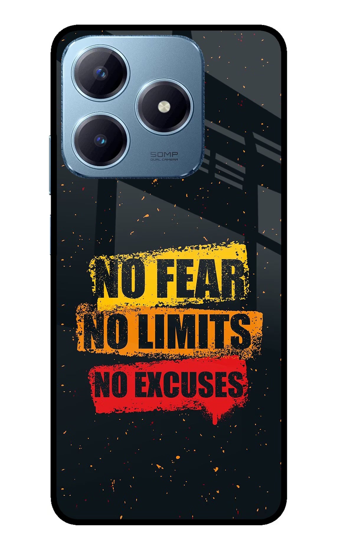 No Fear No Limits No Excuse Realme Narzo N63 Glass Case Back Cover by Casekaro