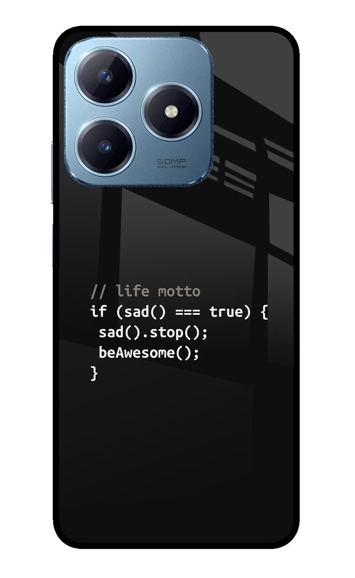 Life Motto Code Realme Narzo N63 Glass Case Back Cover by Casekaro
