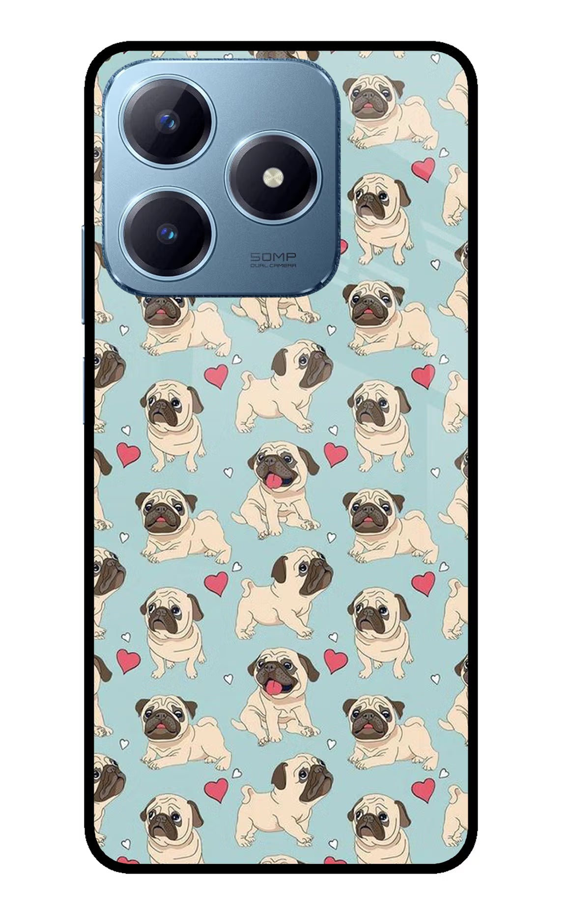 Pug Dog Realme Narzo N63 Glass Case Back Cover by Casekaro
