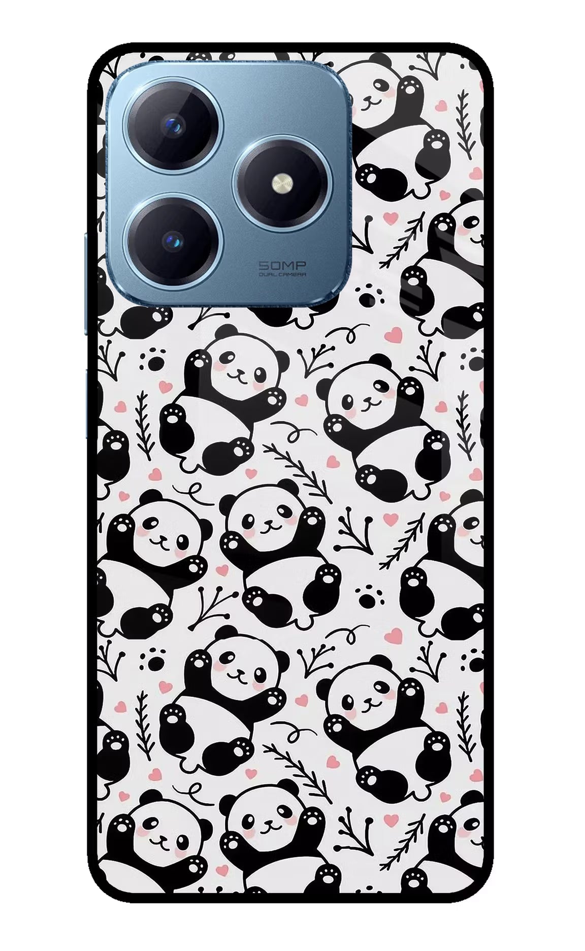 Cute Panda Realme Narzo N63 Glass Case Back Cover by Casekaro