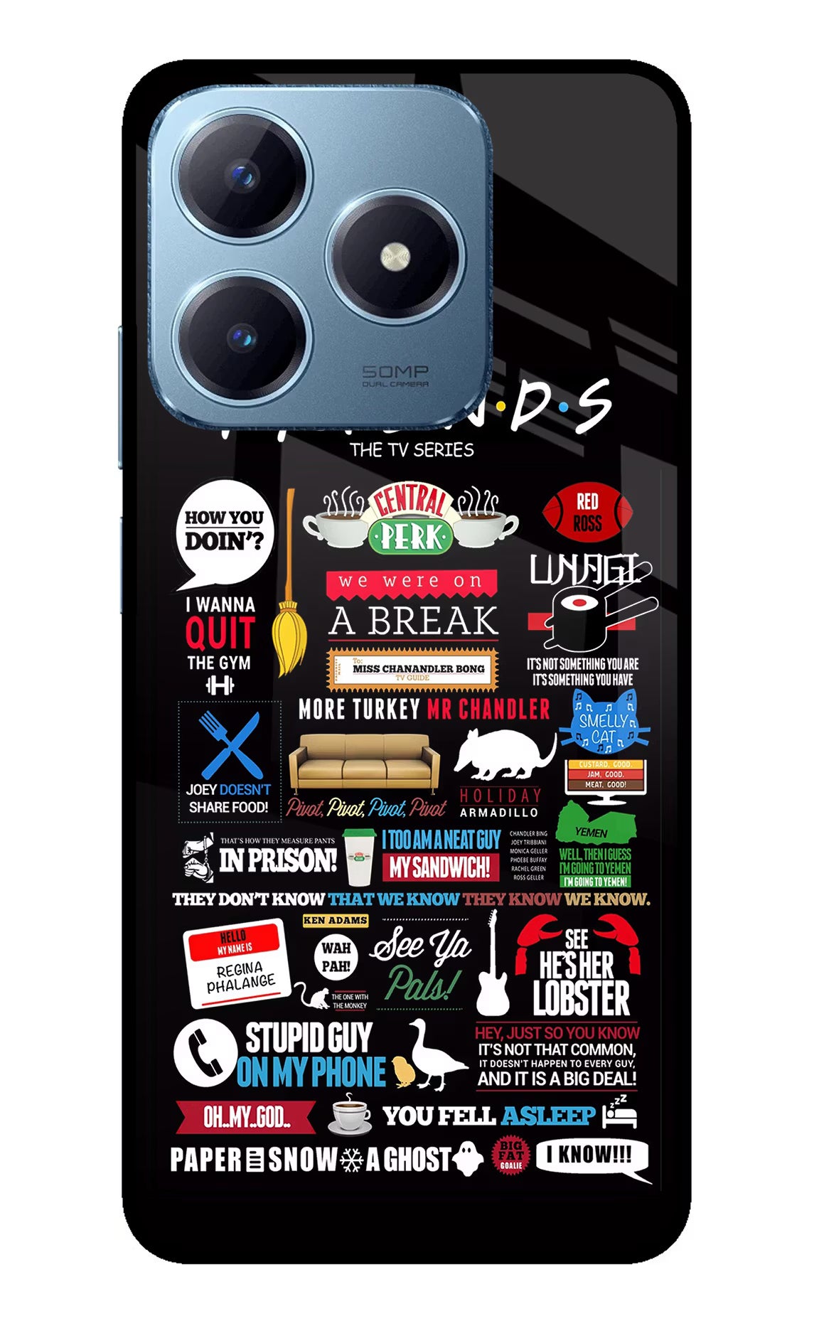 FRIENDS Realme Narzo N63 Glass Case Back Cover by Casekaro