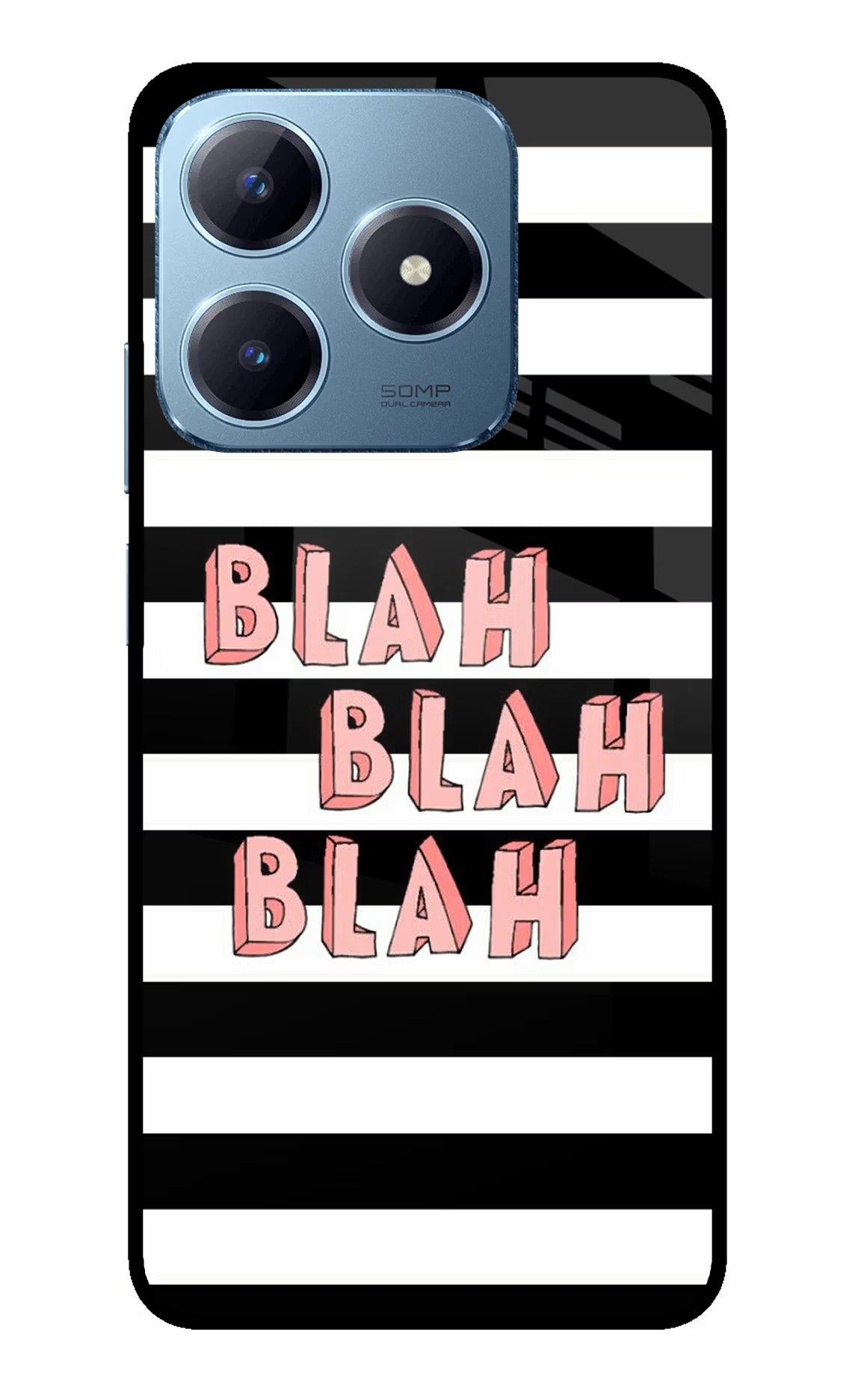Blah Blah Blah Realme Narzo N63 Glass Case Back Cover by Casekaro