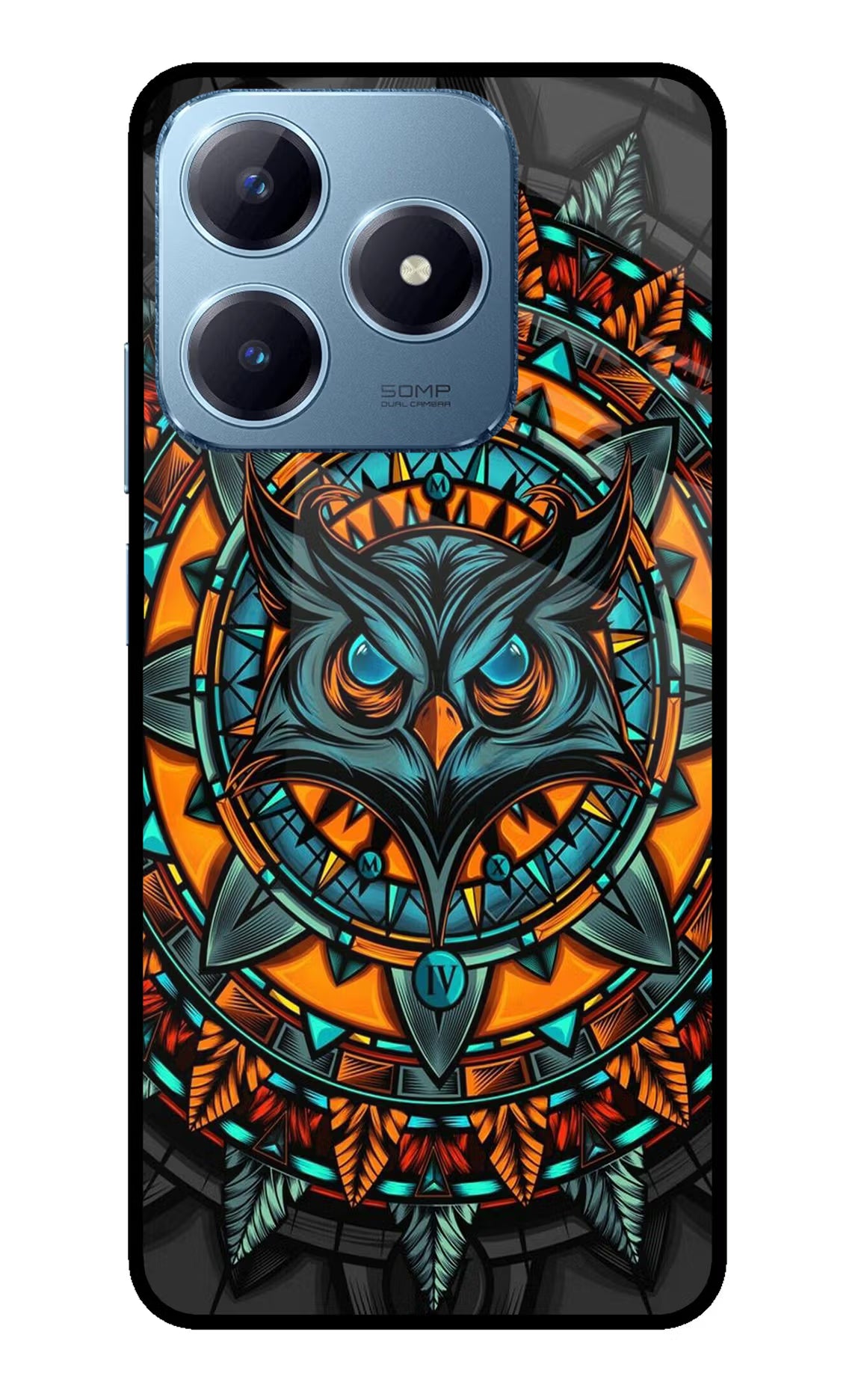 Angry Owl Art Realme Narzo N63 Glass Case Back Cover by Casekaro