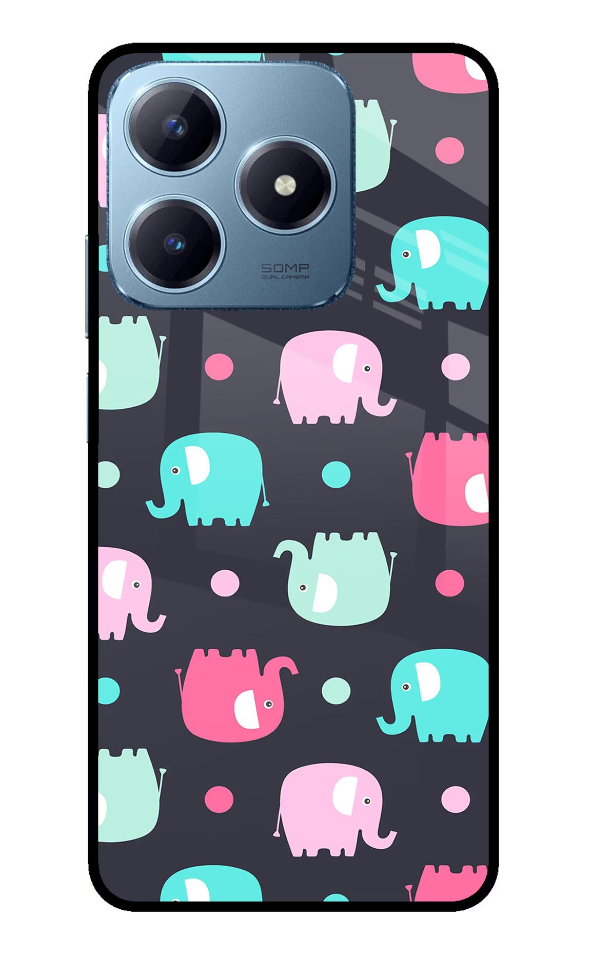 Elephants Realme Narzo N63 Glass Case Back Cover by Casekaro