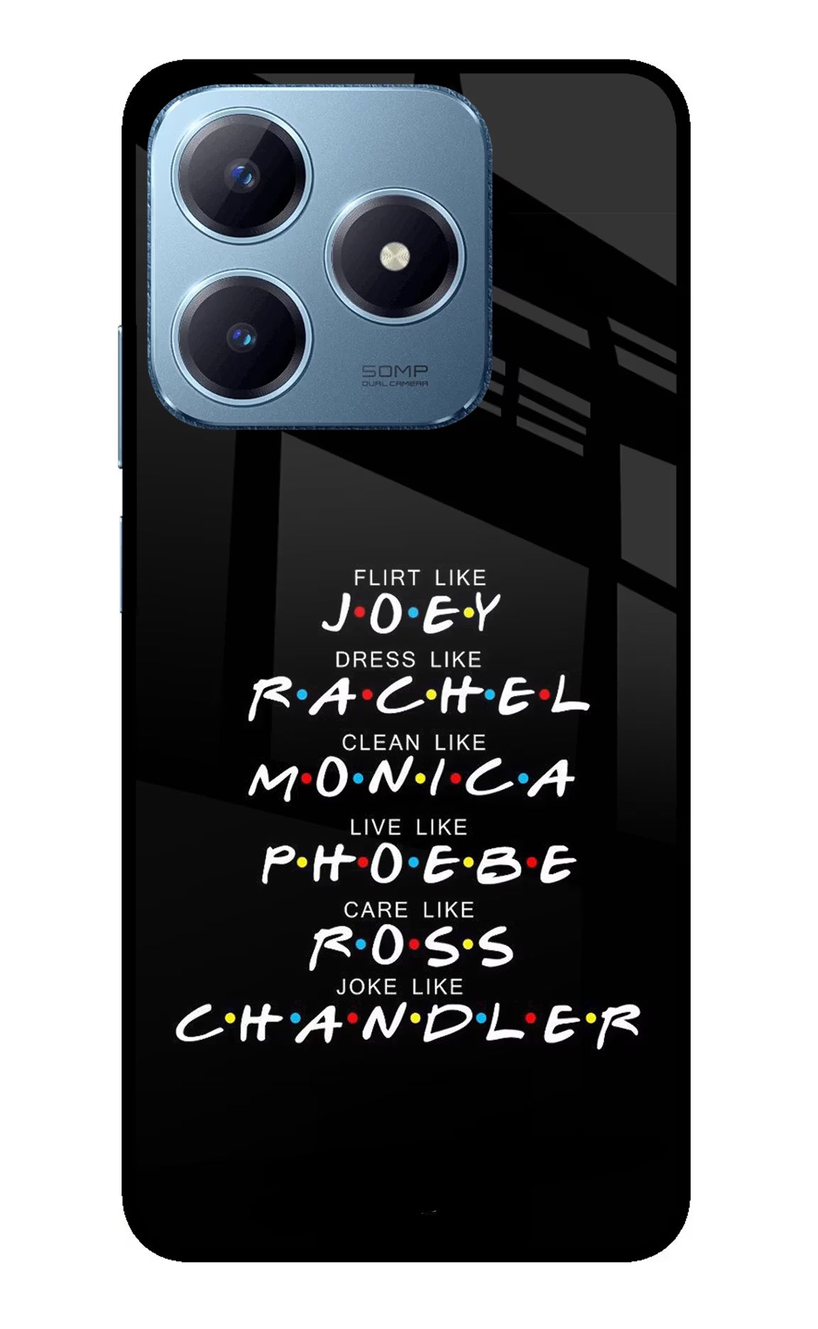 FRIENDS Character Realme Narzo N63 Glass Case Back Cover by Casekaro
