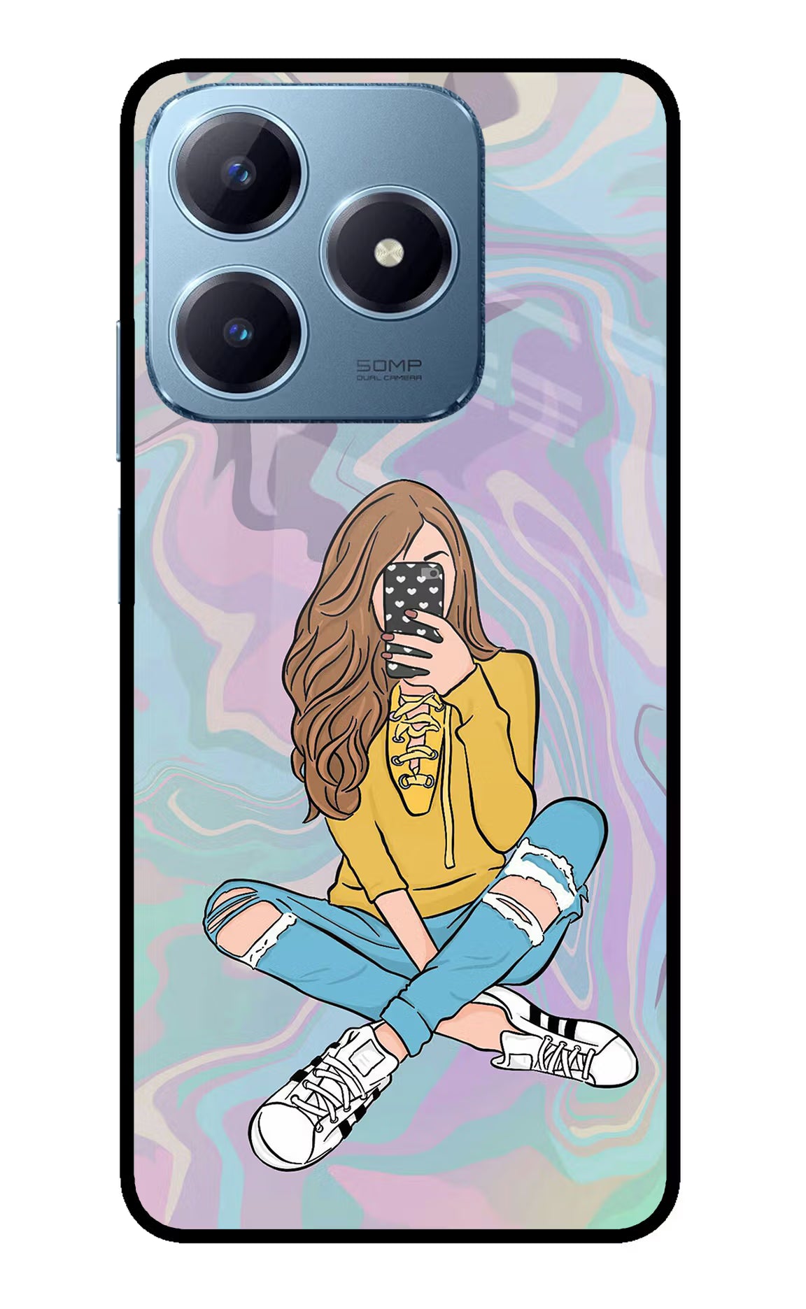 Selfie Girl Realme Narzo N63 Glass Case Back Cover by Casekaro