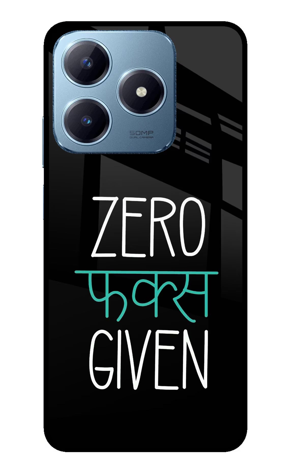 Zero Fucks Given Realme Narzo N63 Glass Case Back Cover by Casekaro