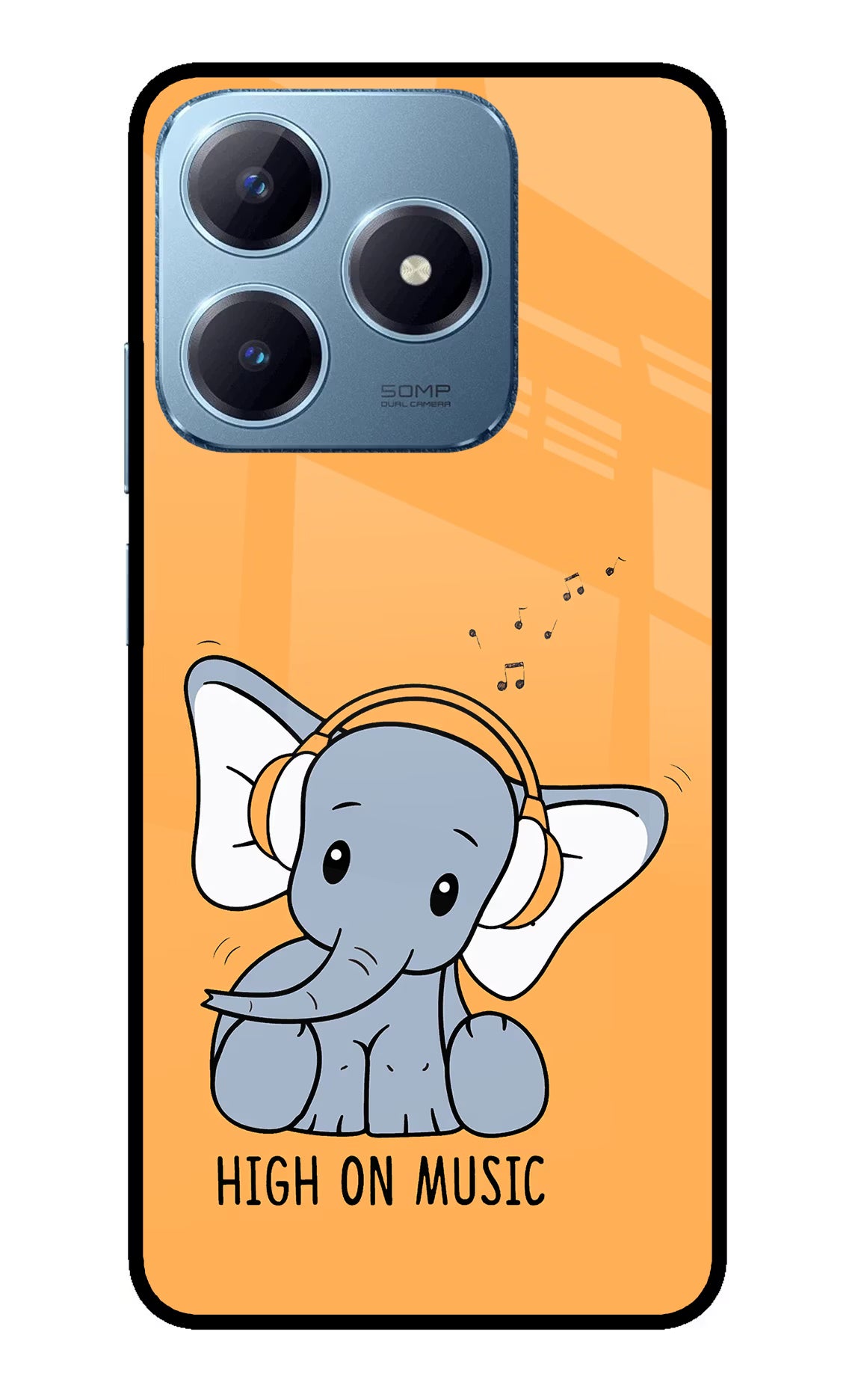 High On Music Realme Narzo N63 Glass Case Back Cover by Casekaro
