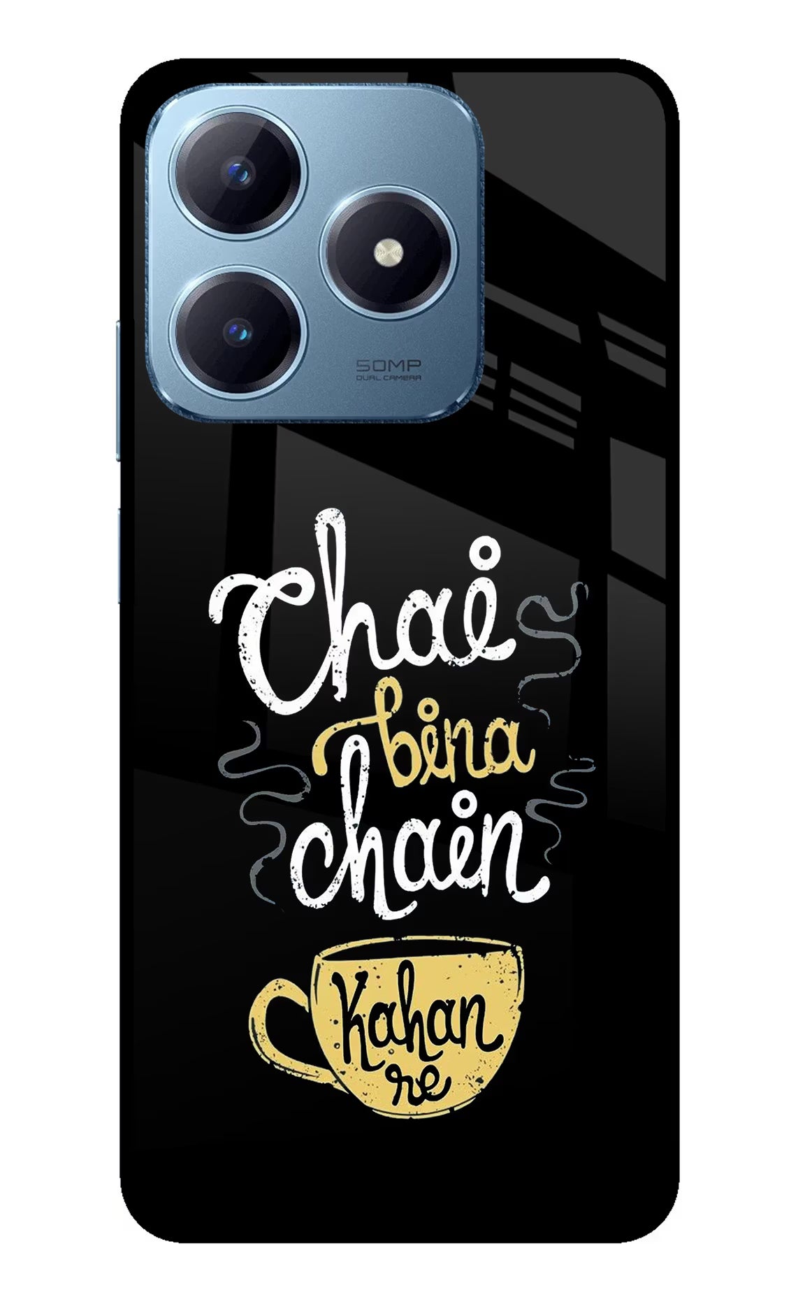 Chai Bina Chain Kaha Re Realme Narzo N63 Glass Case Back Cover by Casekaro