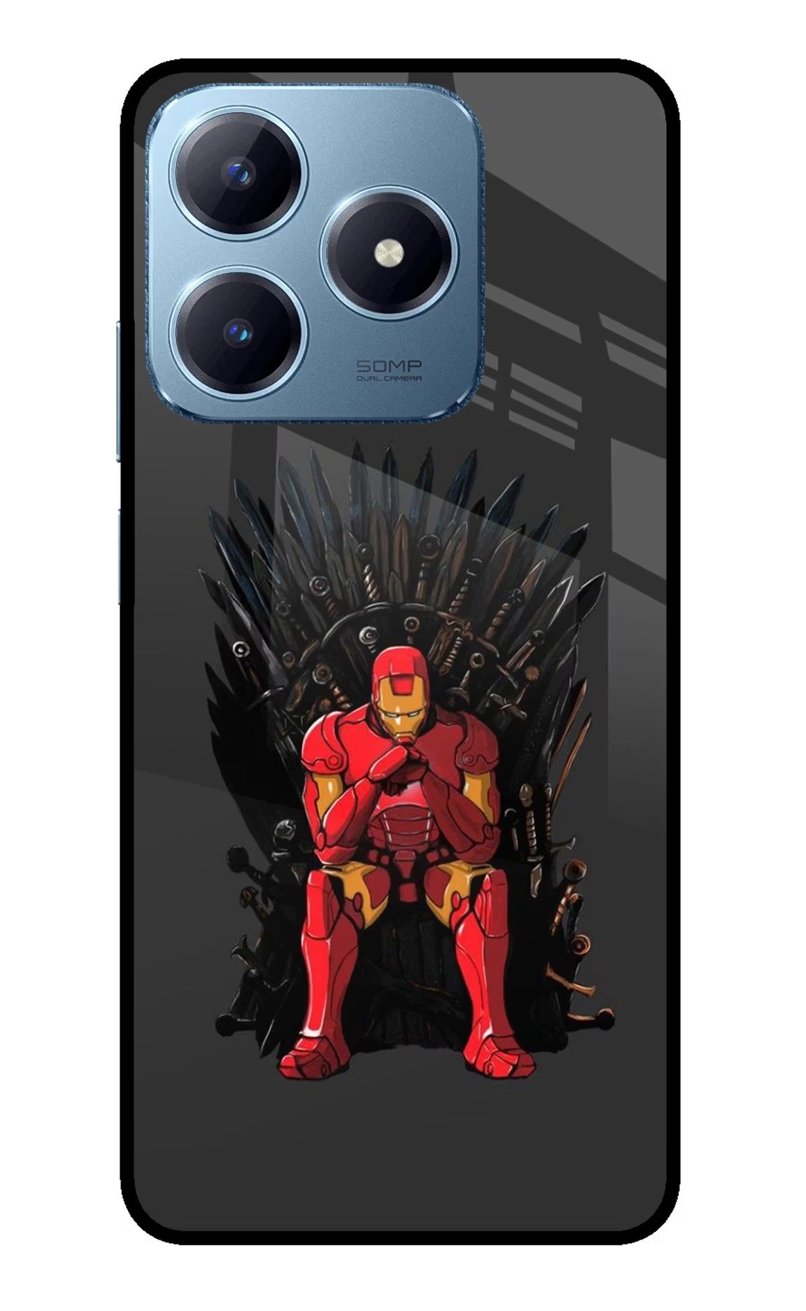 Ironman Throne Realme Narzo N63 Glass Case Back Cover by Casekaro
