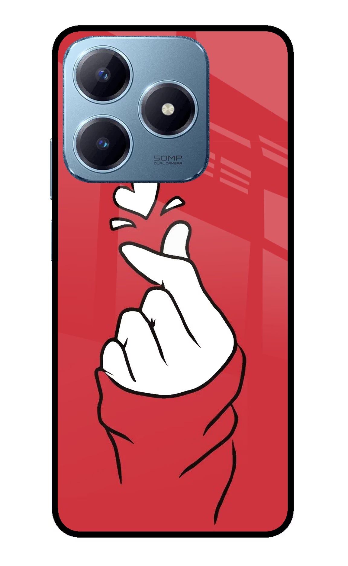 Korean Love Sign Realme Narzo N63 Glass Case Back Cover by Casekaro