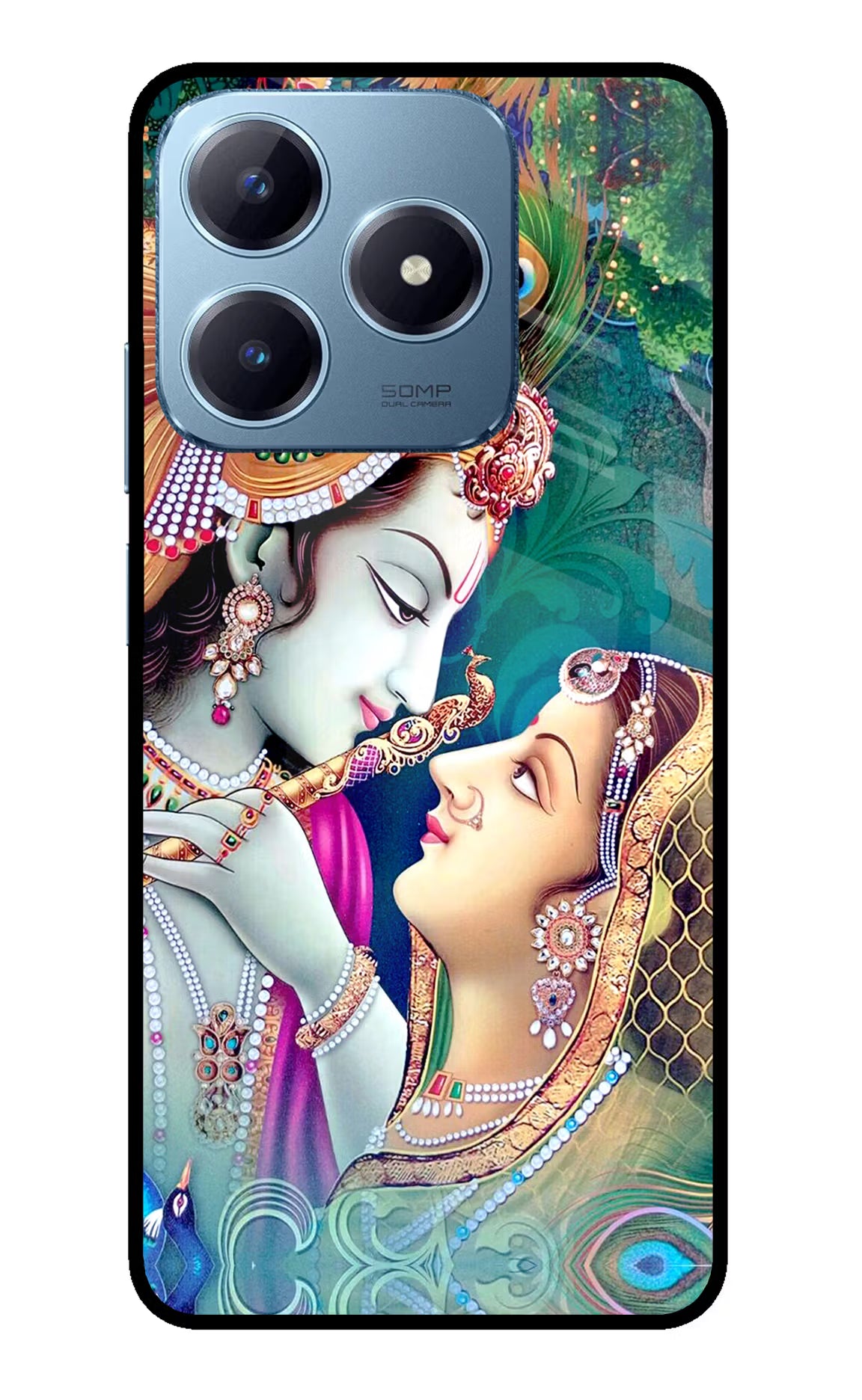 Lord Radha Krishna Realme Narzo N63 Glass Case Back Cover by Casekaro
