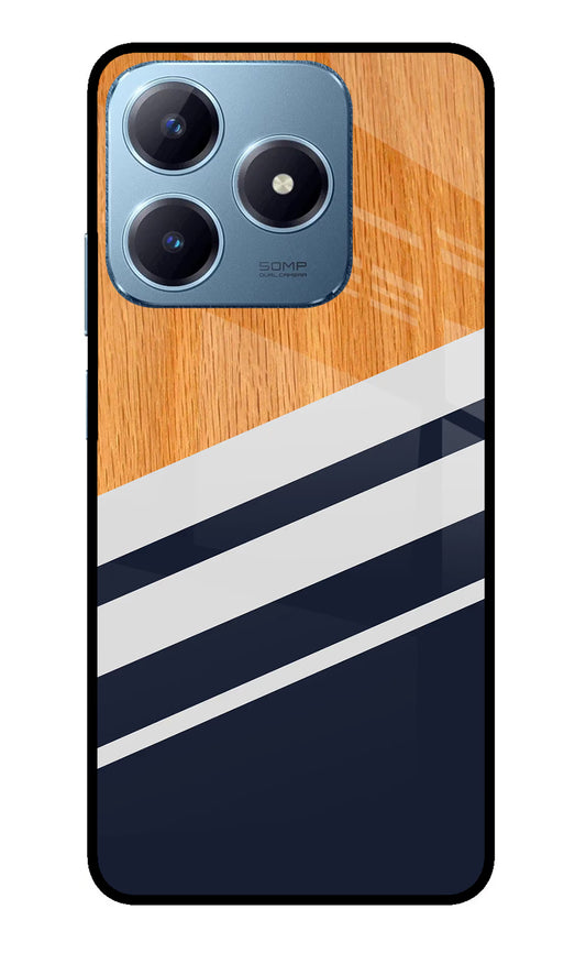 Blue and white wooden Realme Narzo N63 Glass Case