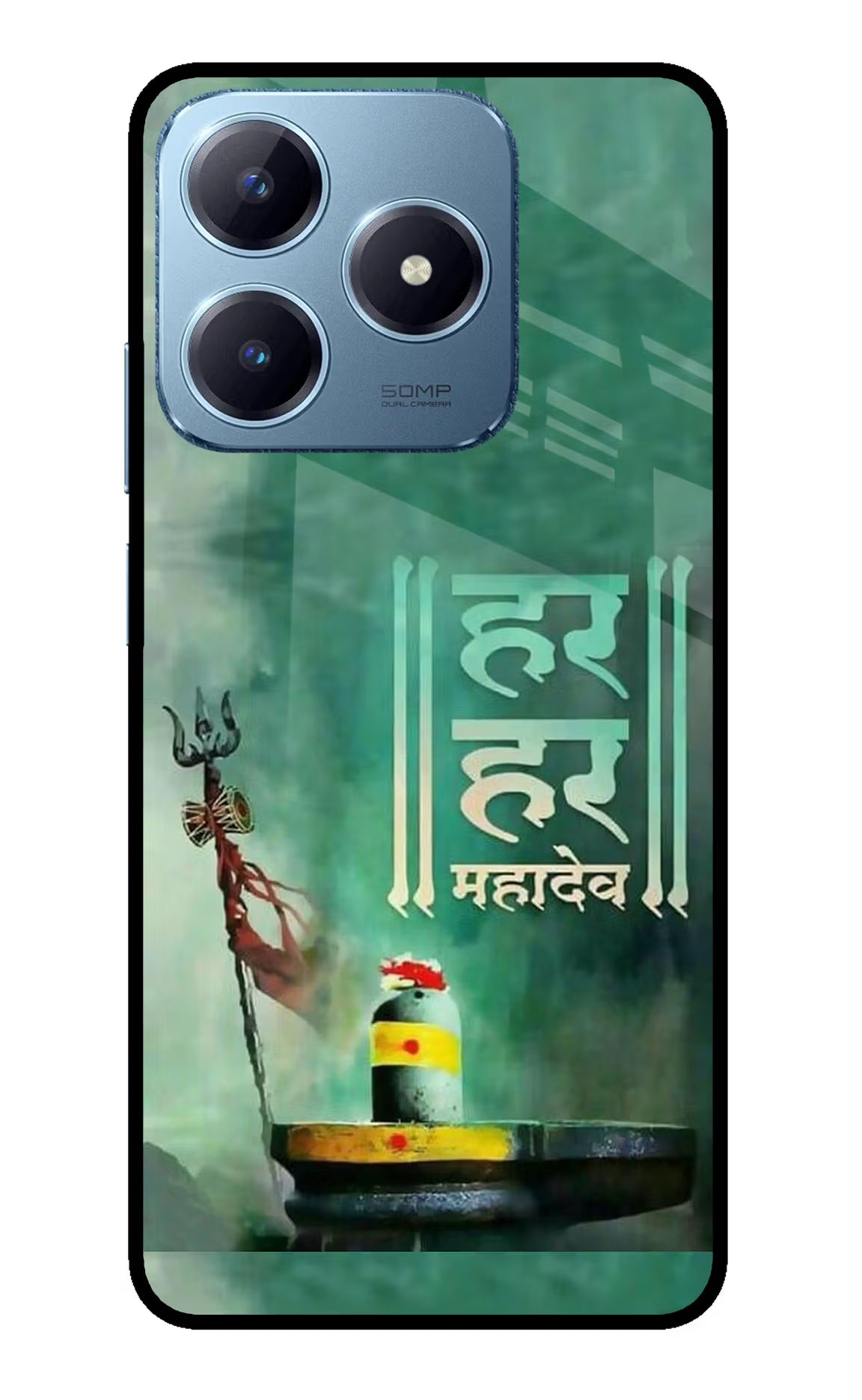 Har Har Mahadev Shivling Realme Narzo N63 Glass Case Back Cover by Casekaro