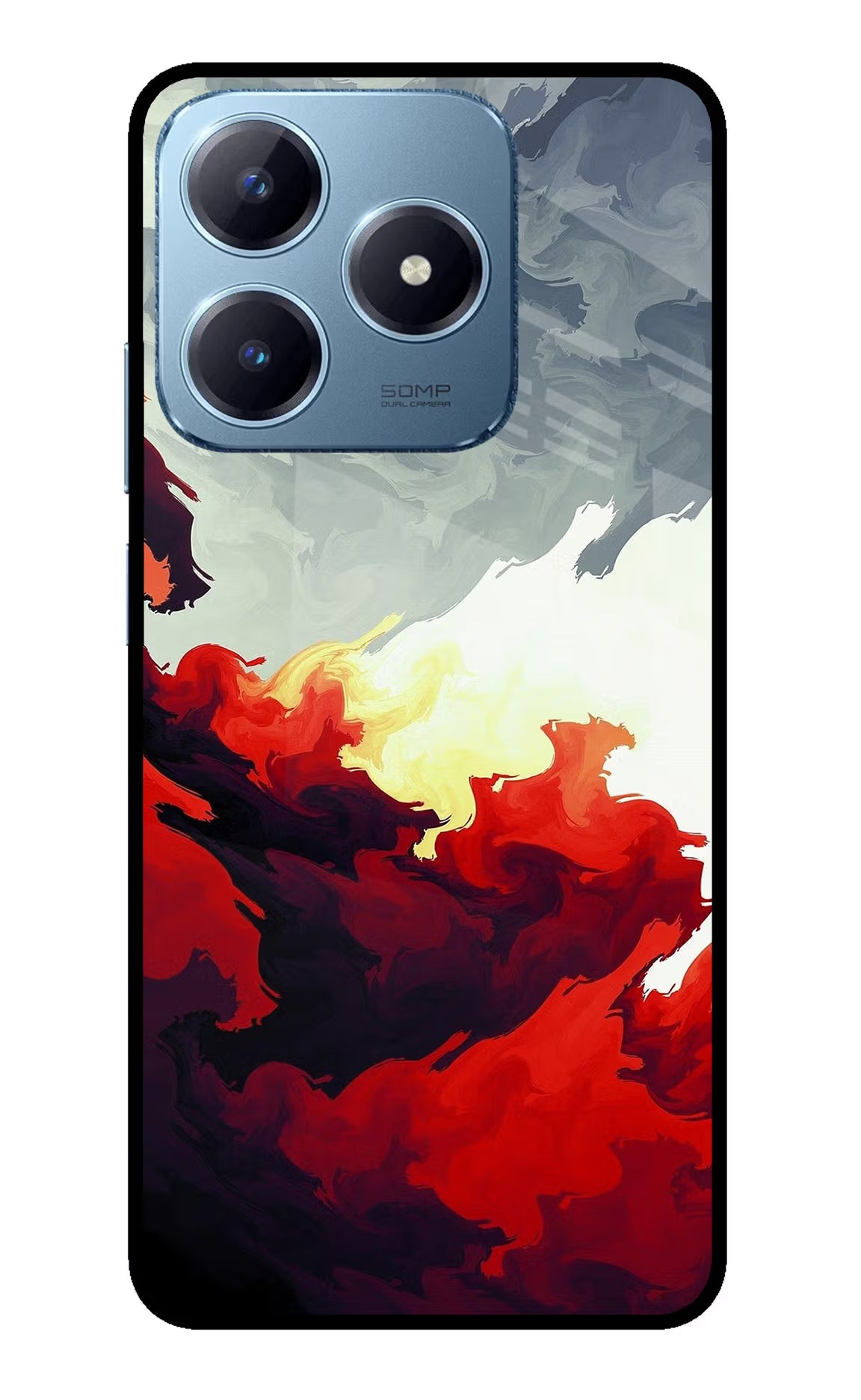 Fire Cloud Realme Narzo N63 Glass Case Back Cover by Casekaro
