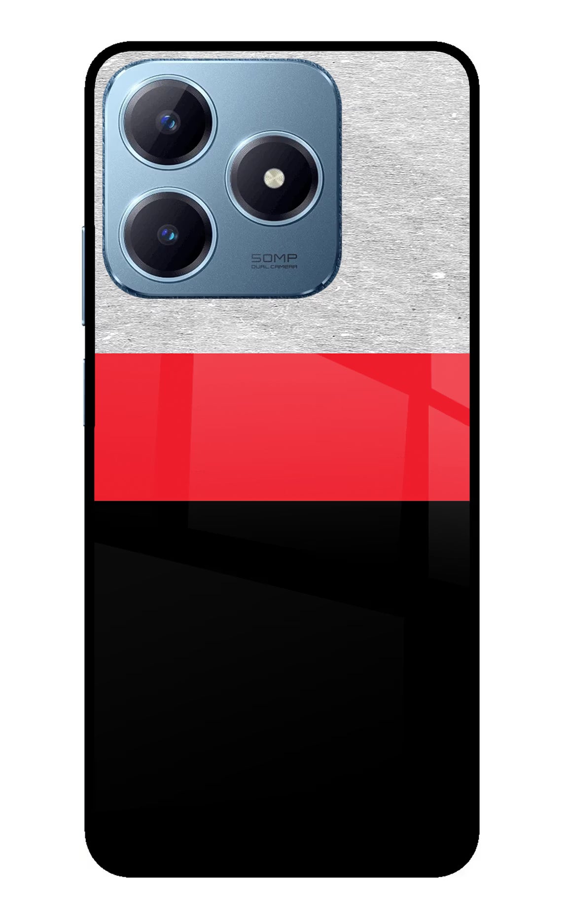 Tri Color Pattern Realme Narzo N63 Glass Case Back Cover by Casekaro