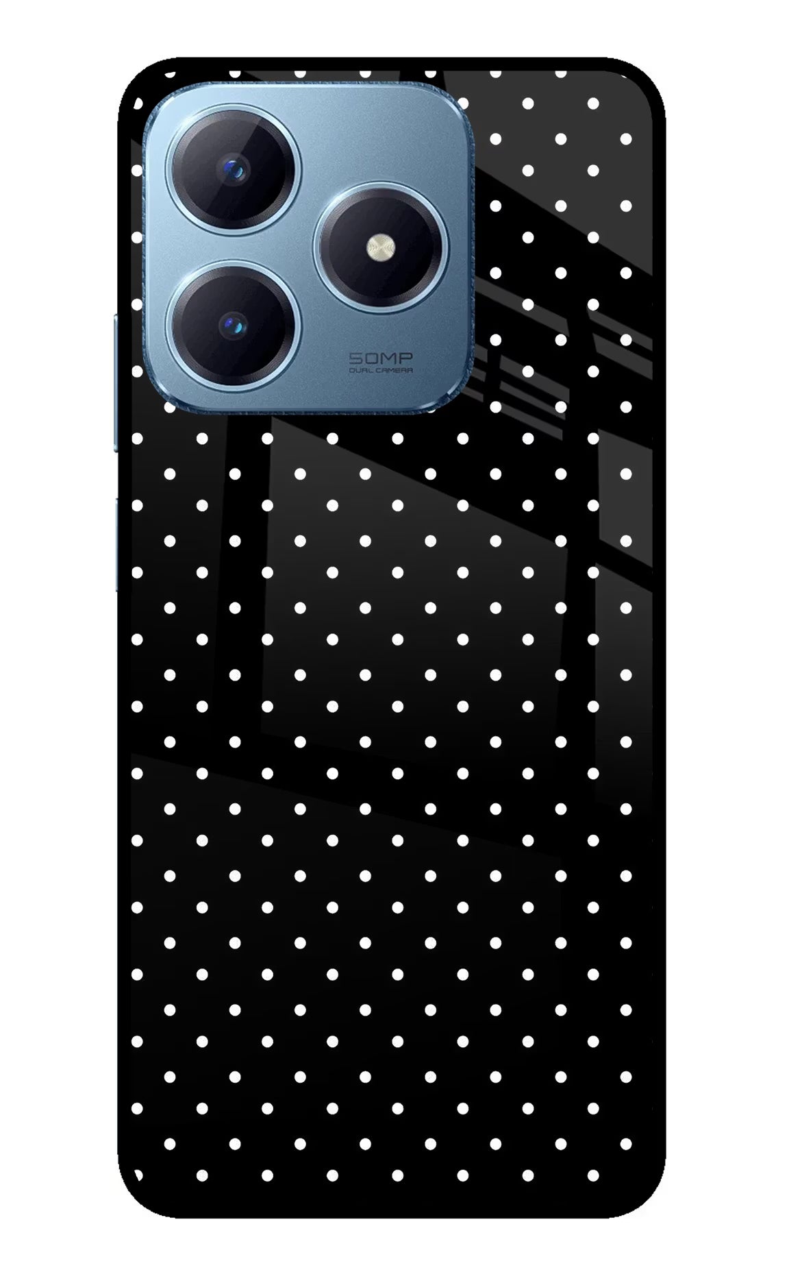 White Dots Realme Narzo N63 Glass Case Back Cover by Casekaro