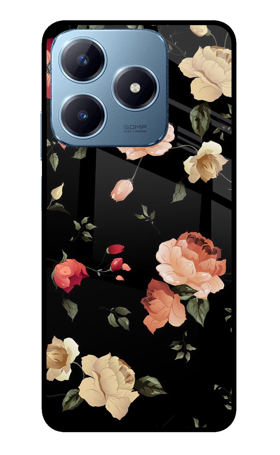 Flowers Realme Narzo N63 Glass Case Back Cover by Casekaro