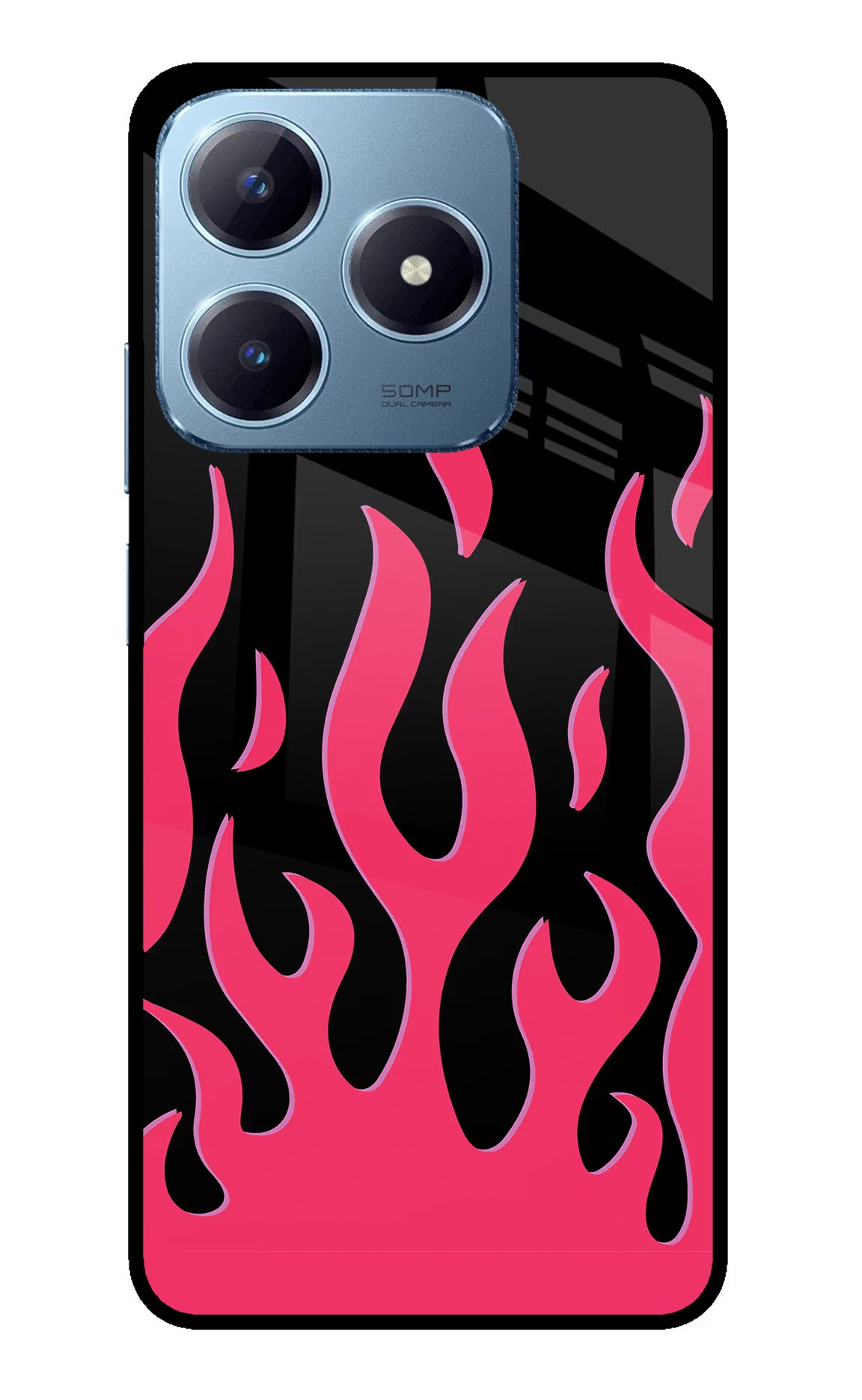 Fire Flames Realme Narzo N63 Glass Case Back Cover by Casekaro