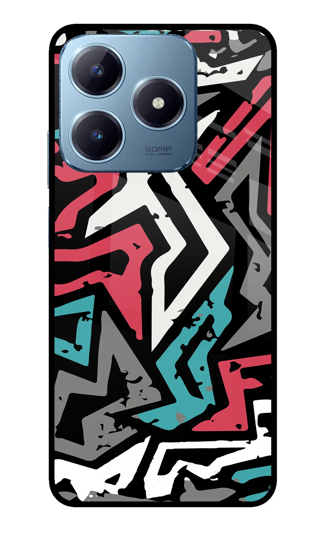 Geometric Graffiti Realme Narzo N63 Glass Case Back Cover by Casekaro