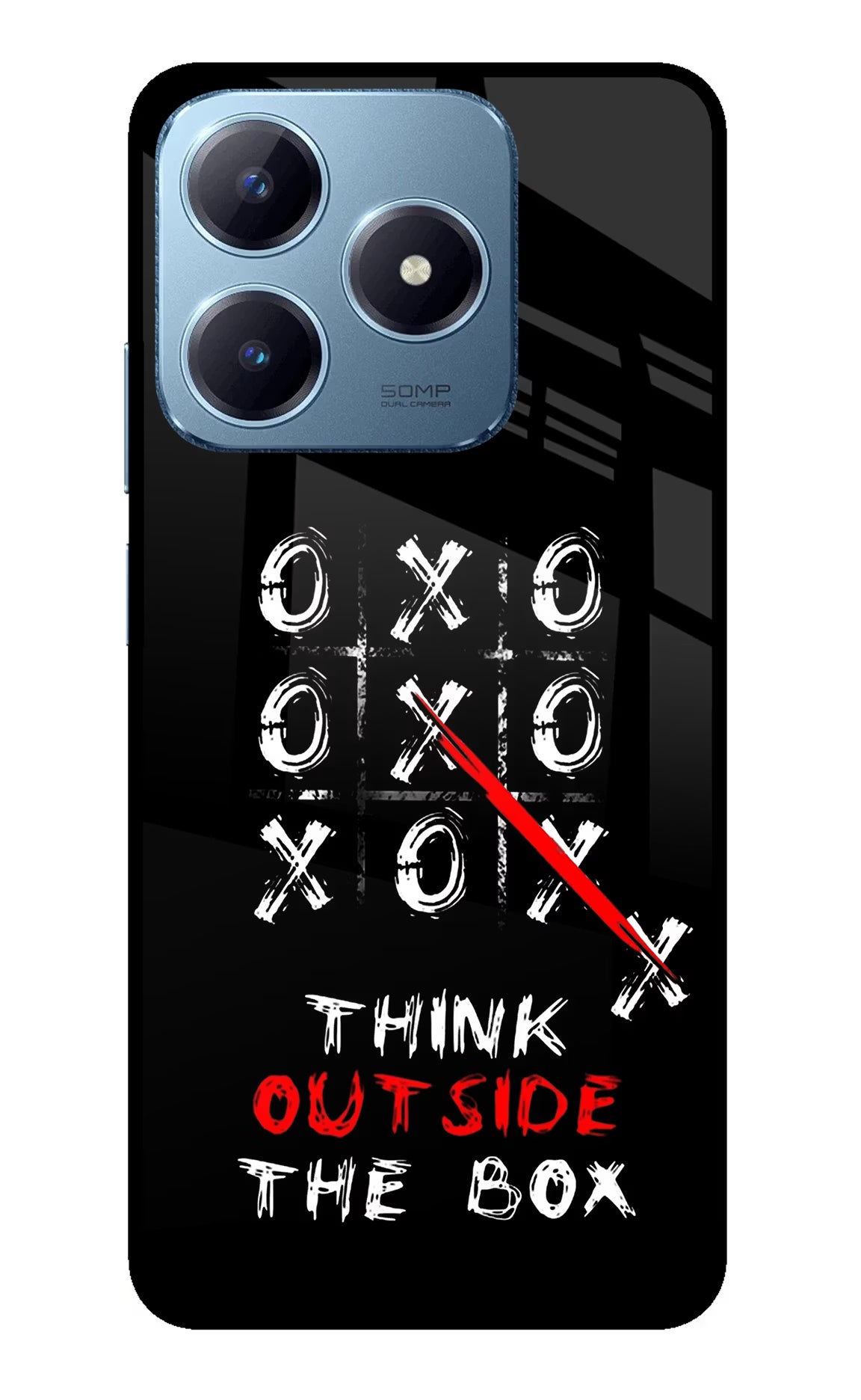 Think out of the BOX Realme Narzo N63 Glass Case Back Cover by Casekaro