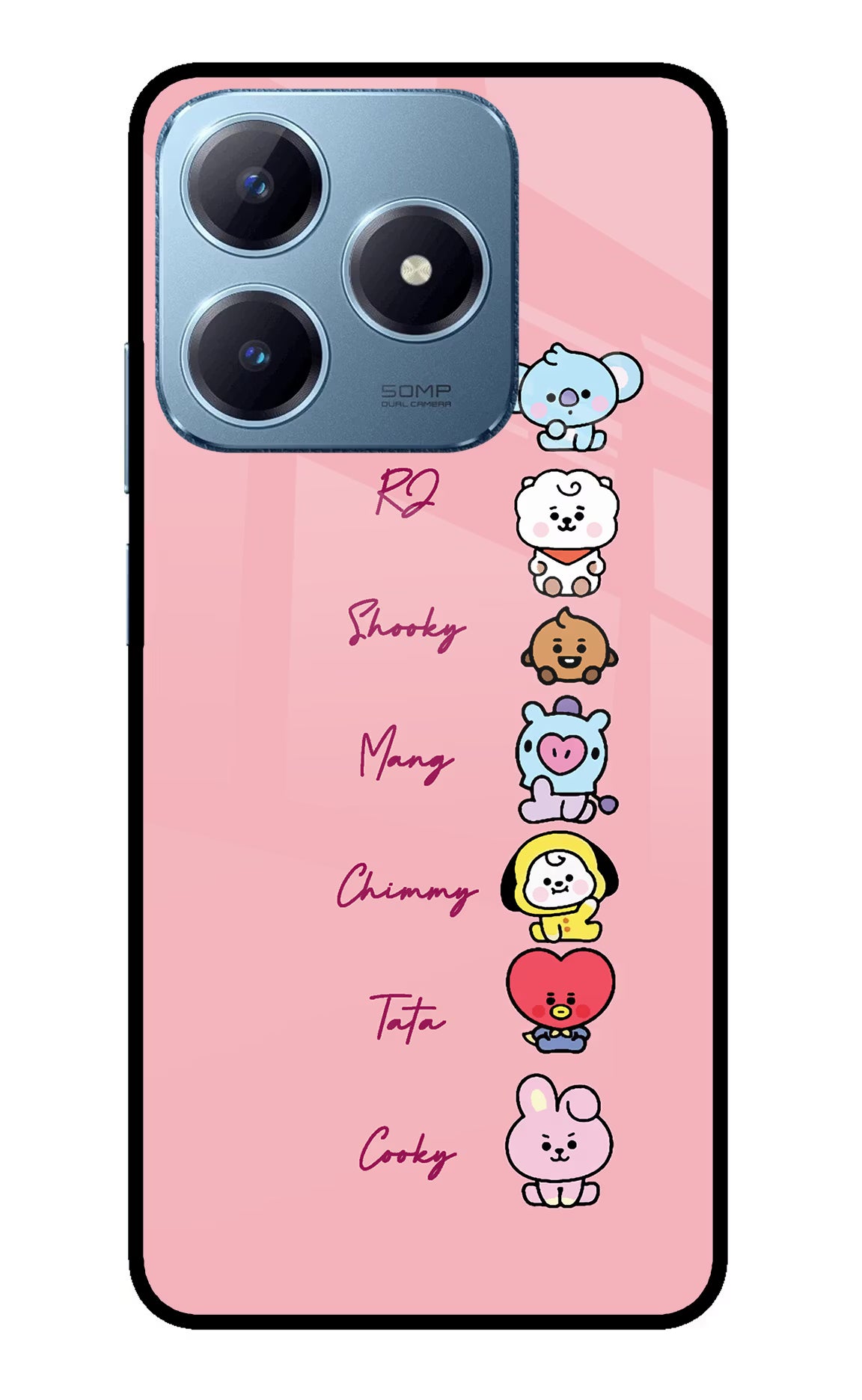 BTS names Realme Narzo N63 Glass Case Back Cover by Casekaro