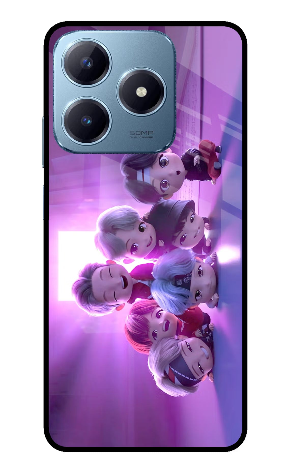 BTS Chibi Realme Narzo N63 Glass Case Back Cover by Casekaro