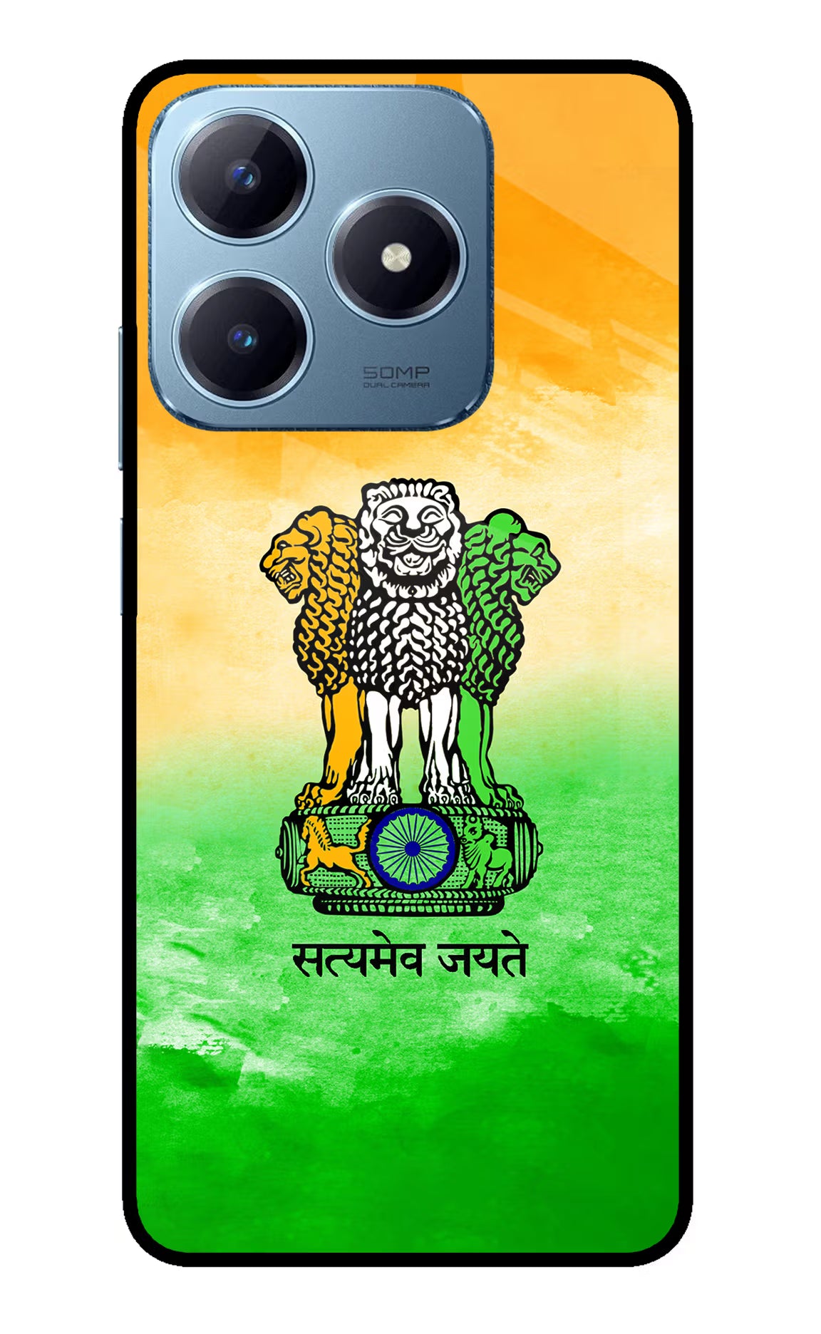 Satyamev Jayate Flag Realme Narzo N63 Glass Case Back Cover by Casekaro