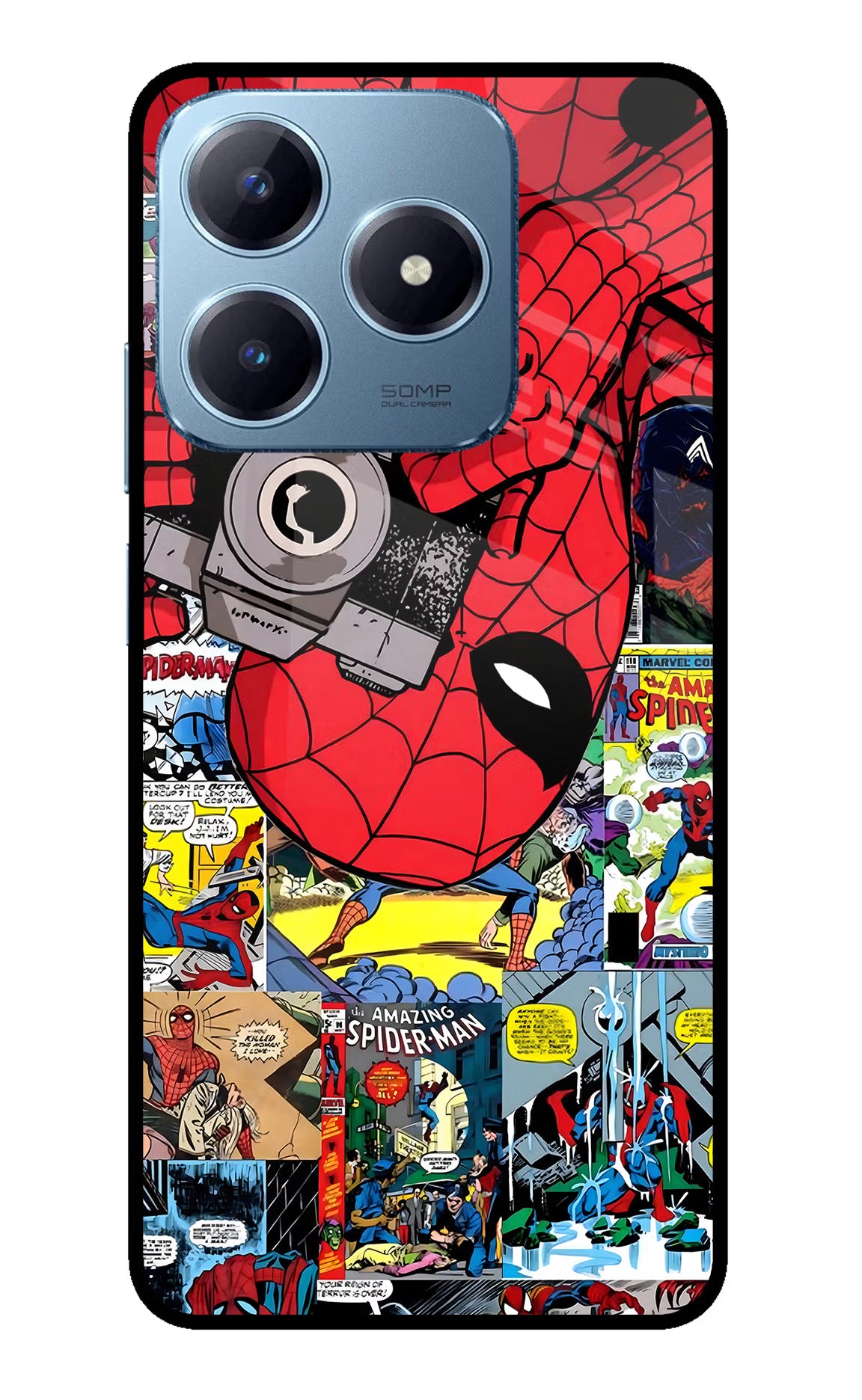 Spider Man Realme Narzo N63 Glass Case Back Cover by Casekaro