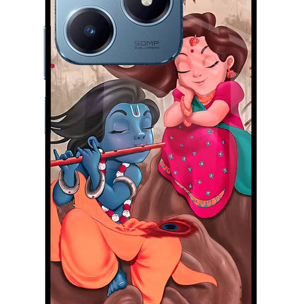 Radhe Krishna Realme Narzo N63 Glass Case Back Cover by Casekaro