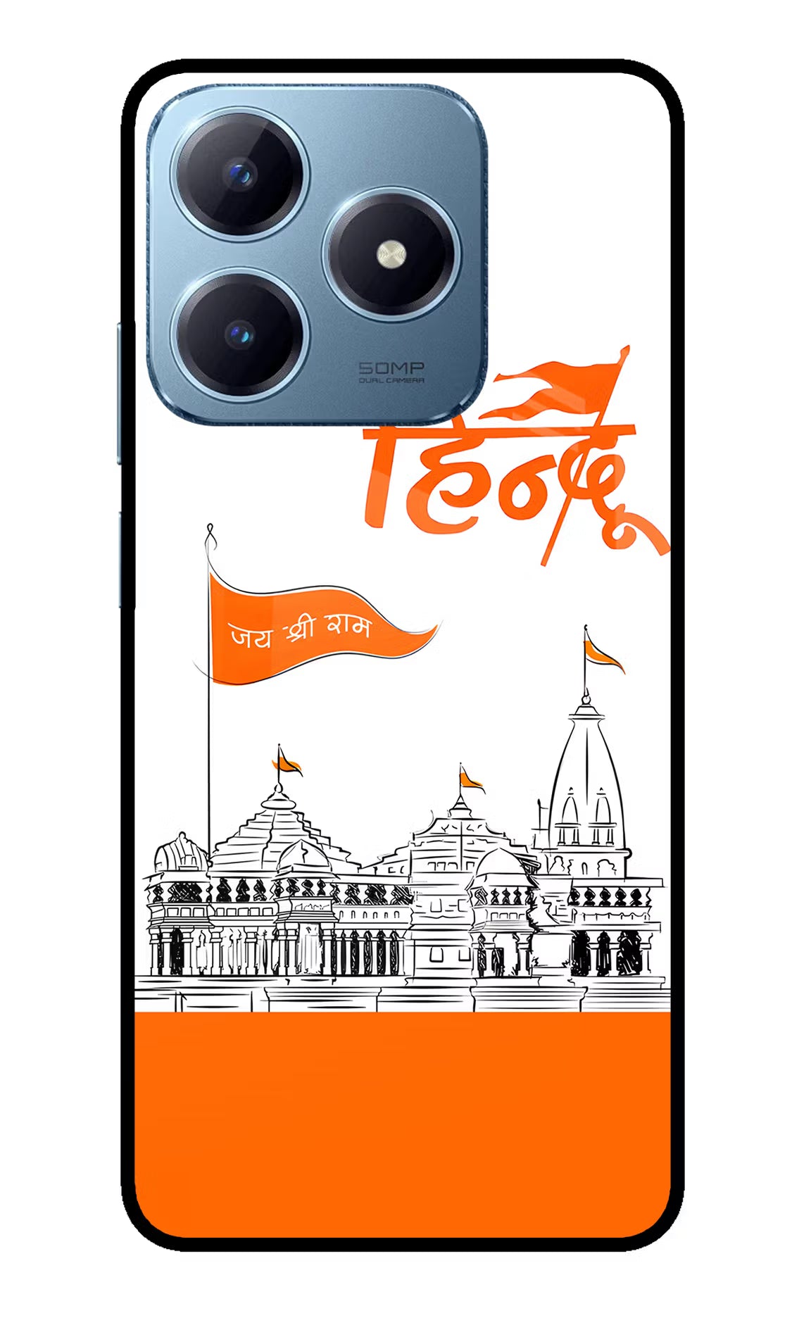 Jai Shree Ram Hindu Realme Narzo N63 Glass Case Back Cover by Casekaro