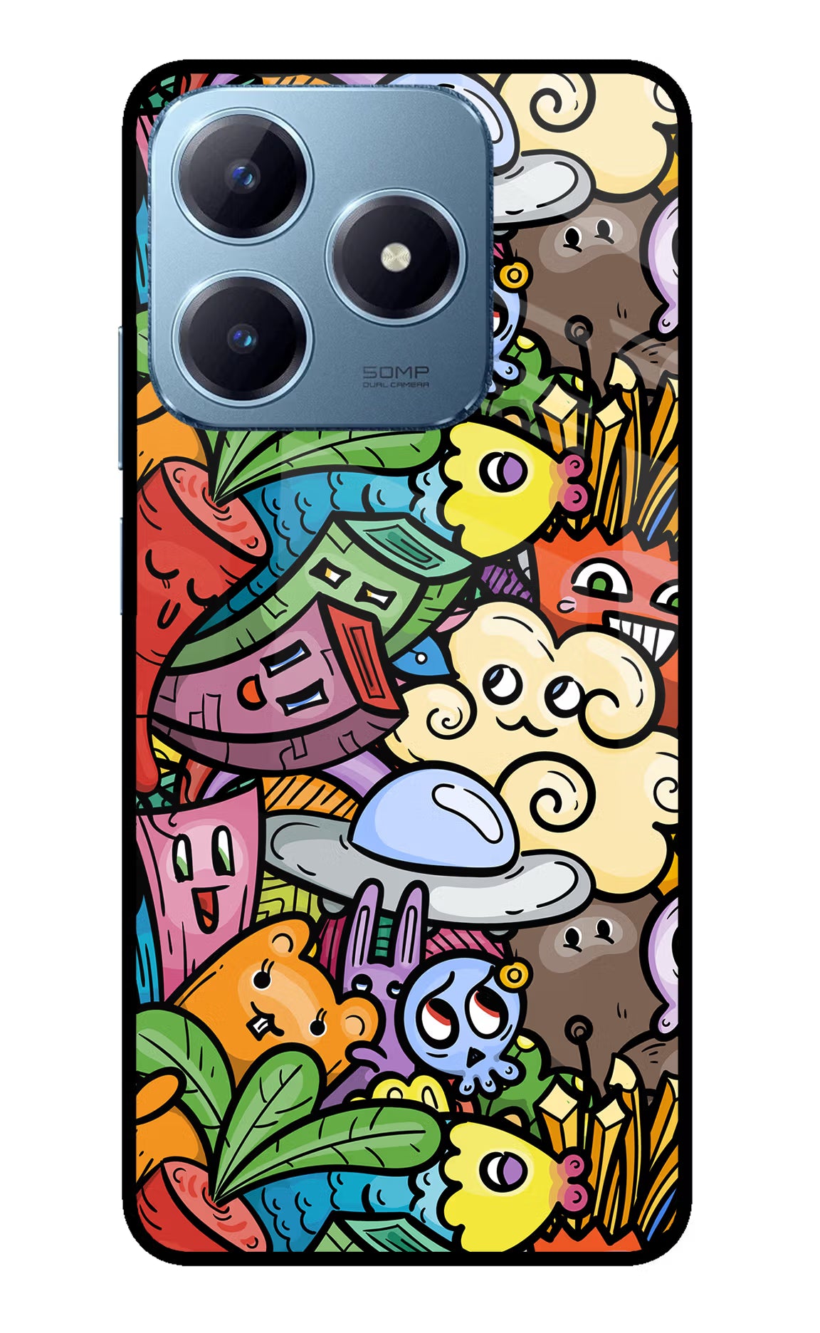 Veggie Doodle Realme Narzo N63 Glass Case Back Cover by Casekaro