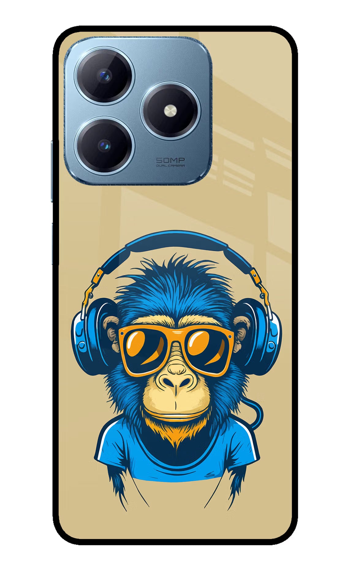 Monkey Headphone Realme Narzo N63 Glass Case Back Cover by Casekaro