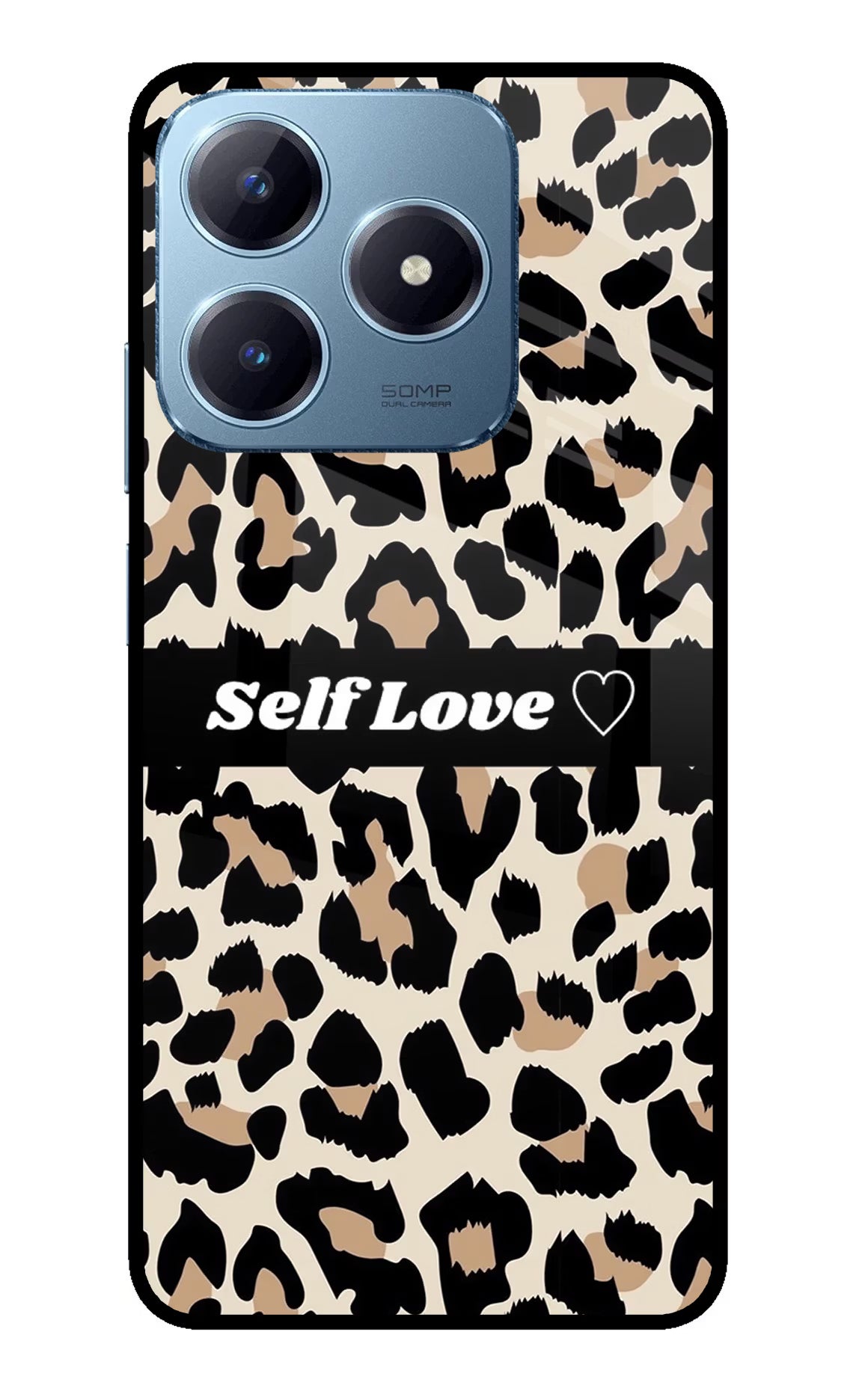 Leopard Print Self Love Realme Narzo N63 Glass Case Back Cover by Casekaro