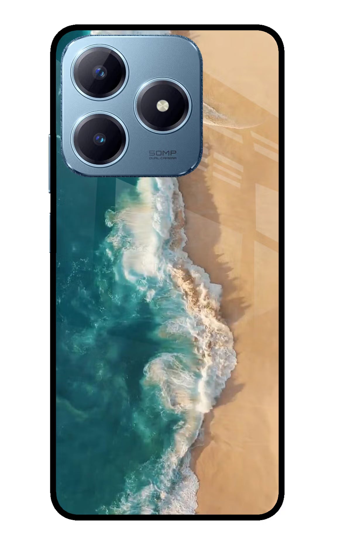 Ocean Beach Realme Narzo N63 Glass Case Back Cover by Casekaro