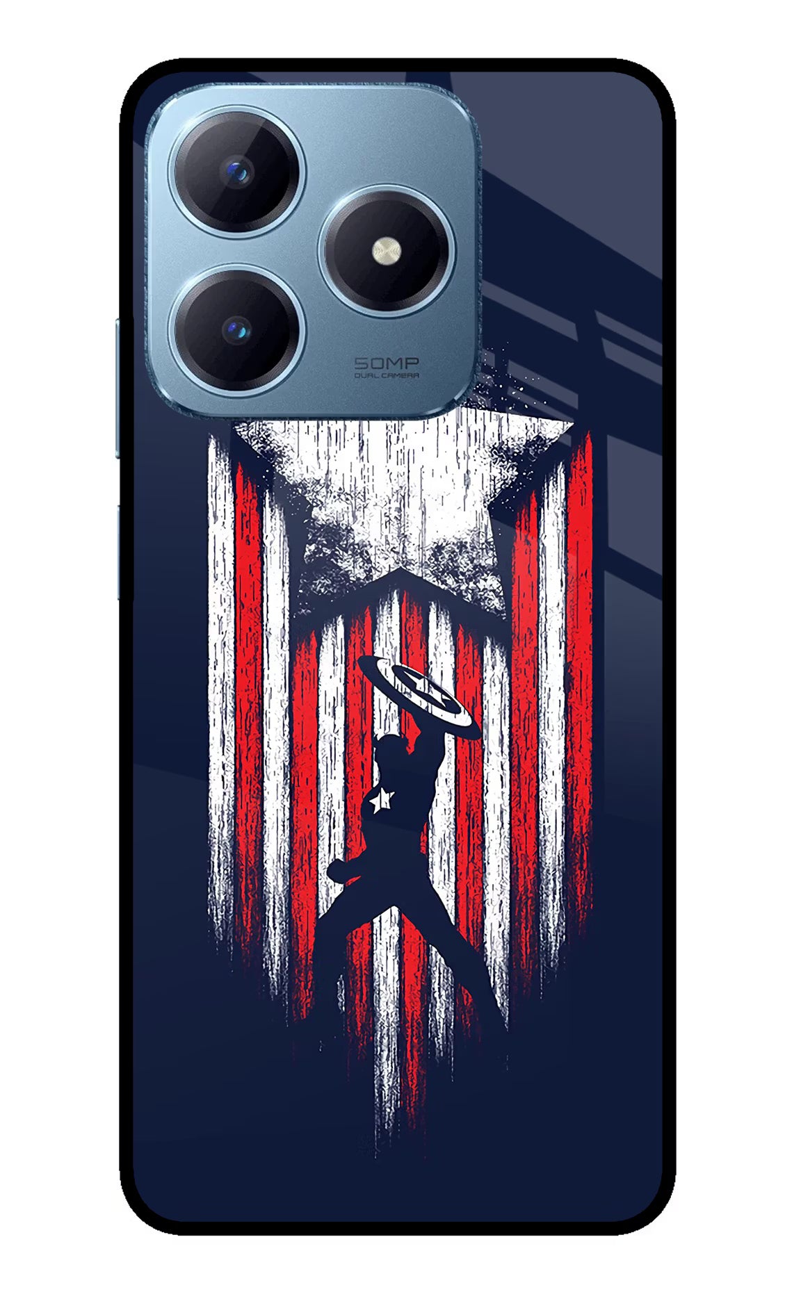 Captain America Marvel Art Realme Narzo N63 Glass Case Back Cover by Casekaro