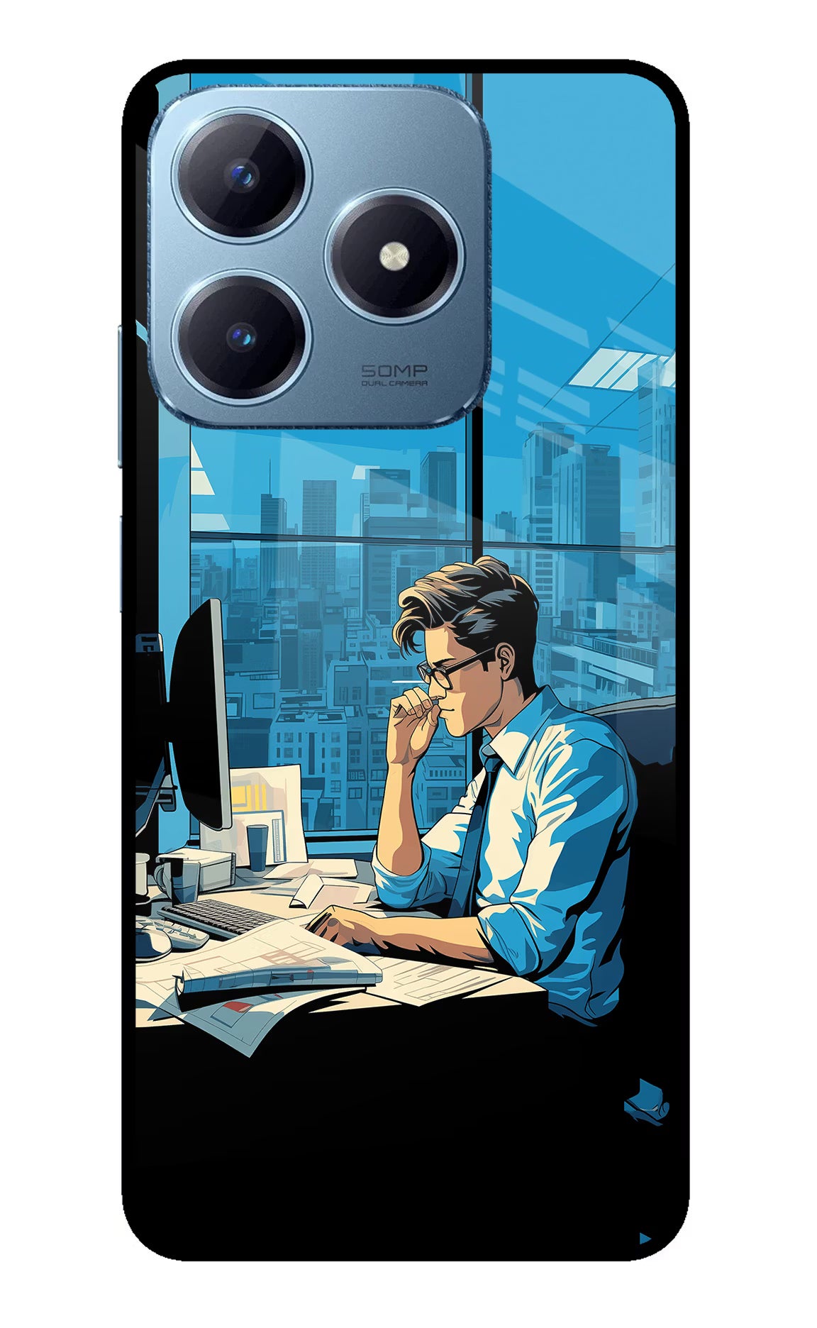 Focused Hustler (AI Generated) Realme Narzo N63 Glass Case Back Cover by Casekaro